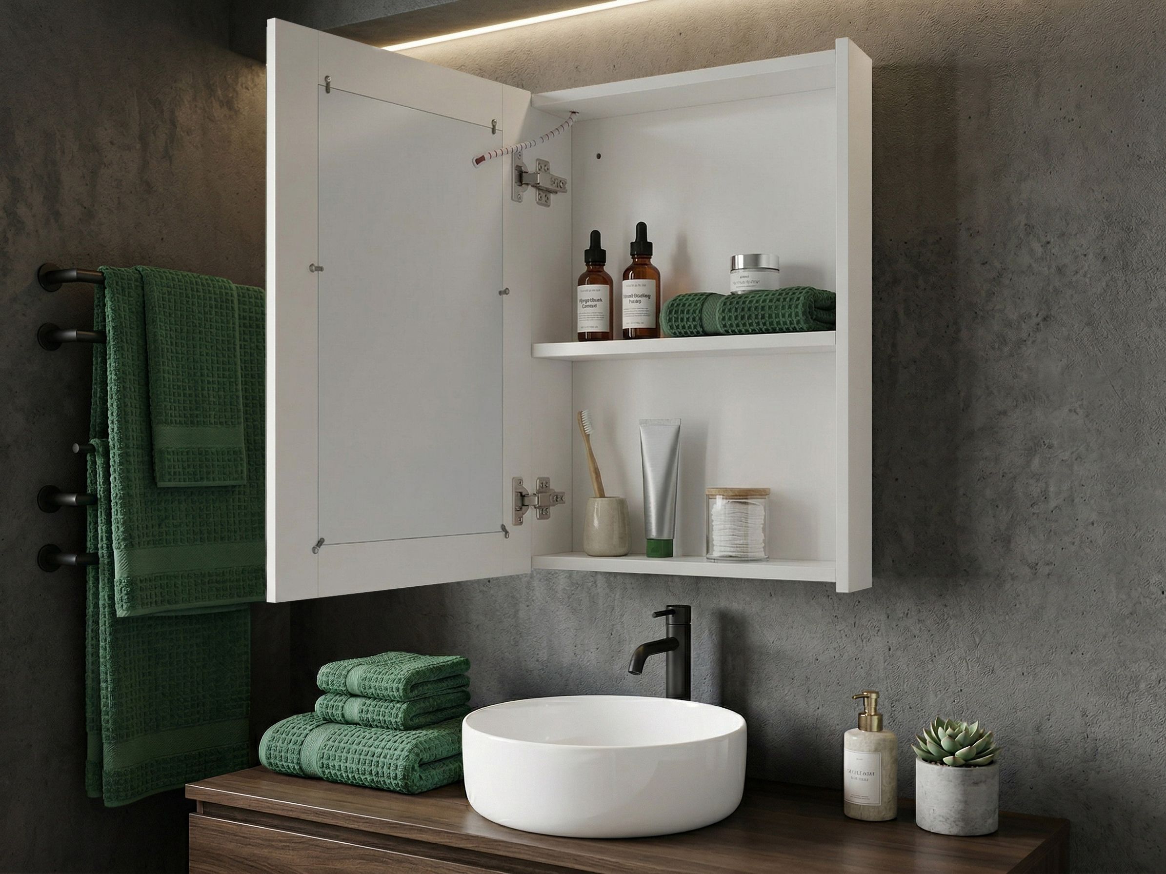 Bathroom Wall Mounted Mirror Cabinet LED CONDOR 40 cm 60 cm White