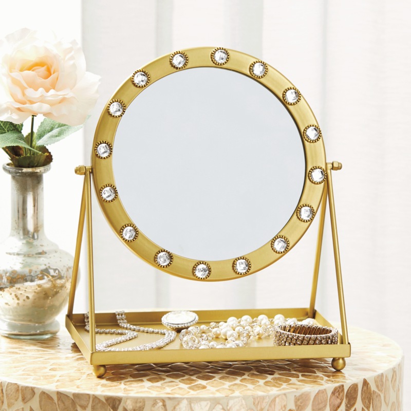 Beaded Circle Mirror with Tray - MIDNIGHT VELVET CATALOG