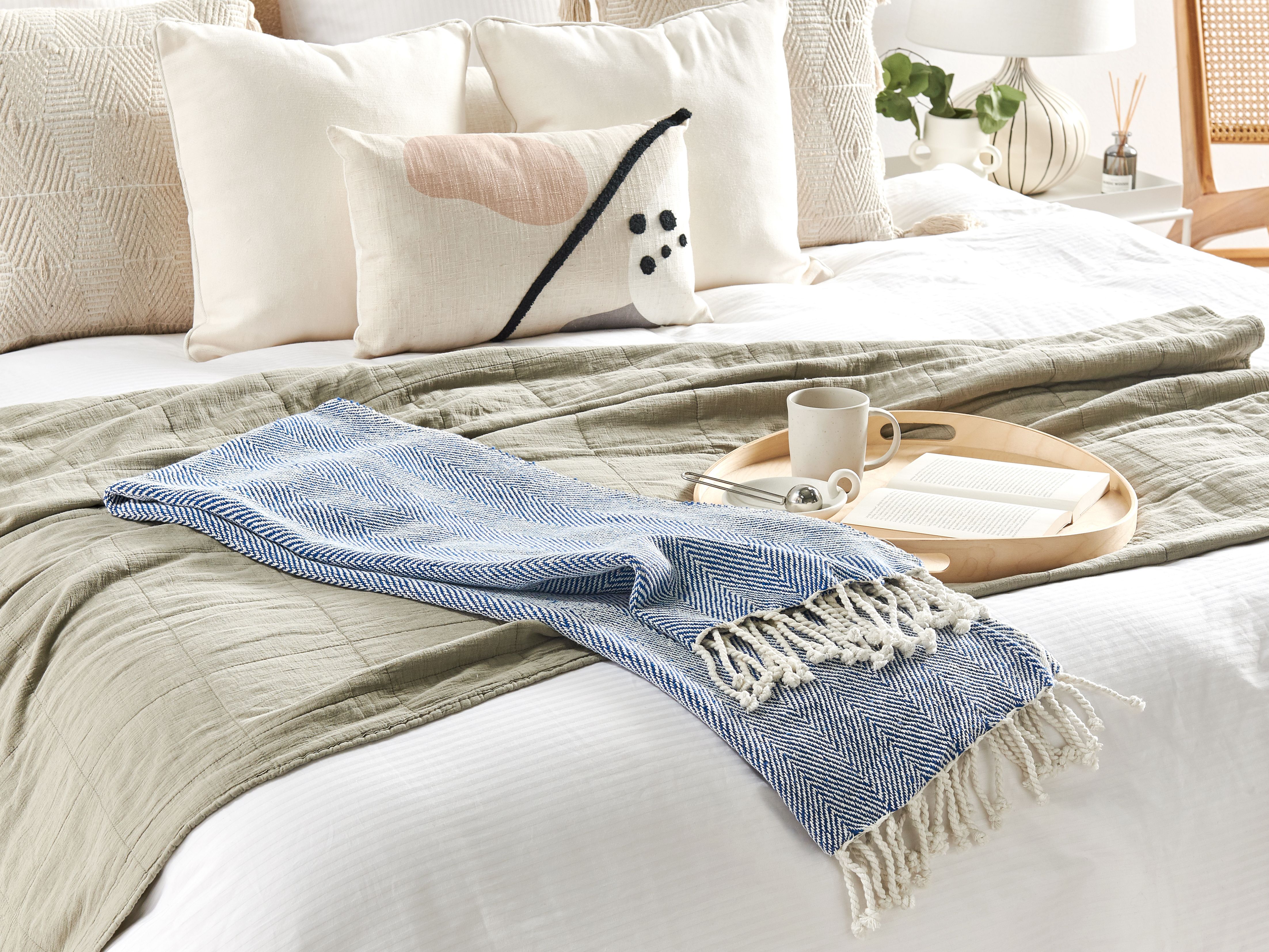 Blanket TILMI Cotton 130 x 160 cm Blue