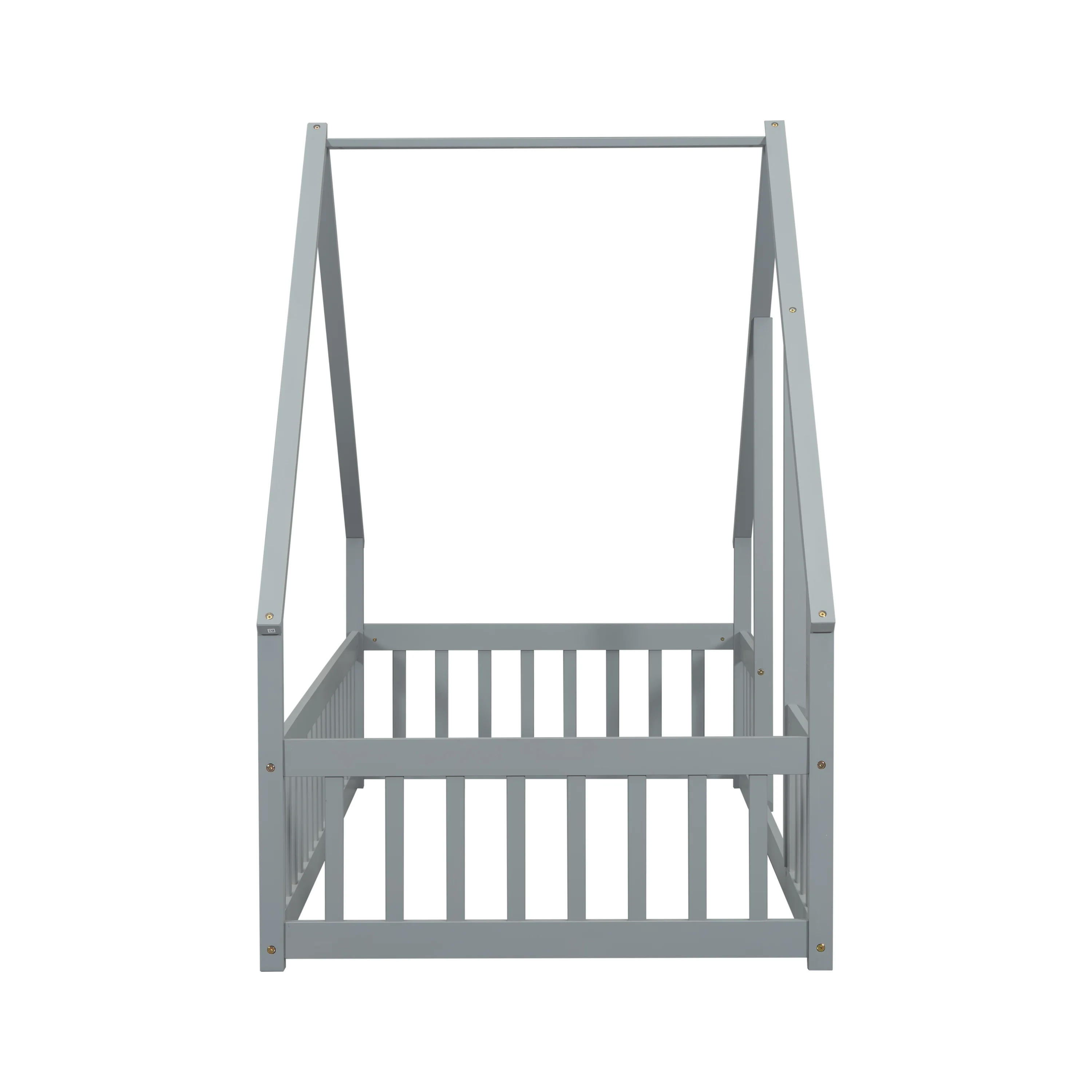 Bellemave Twin Size Floor Bed Frame, Wooden House Bed Twin Size with Fence, Montessori Bed with Guardrails for Bedroom (White) - Image 33