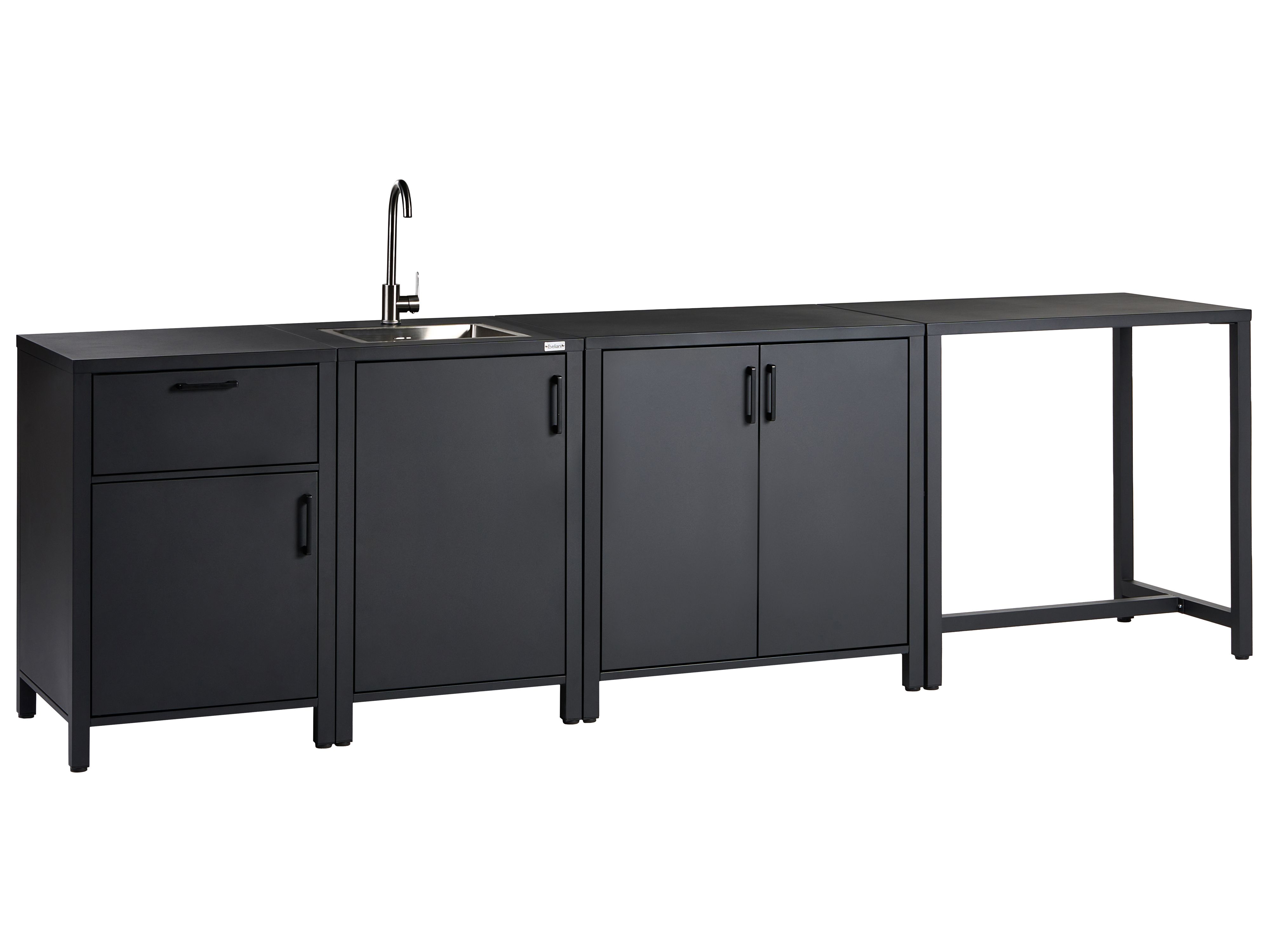 Outdoor Kitchen Set with Sink ROCHA Metal Graphite Grey
