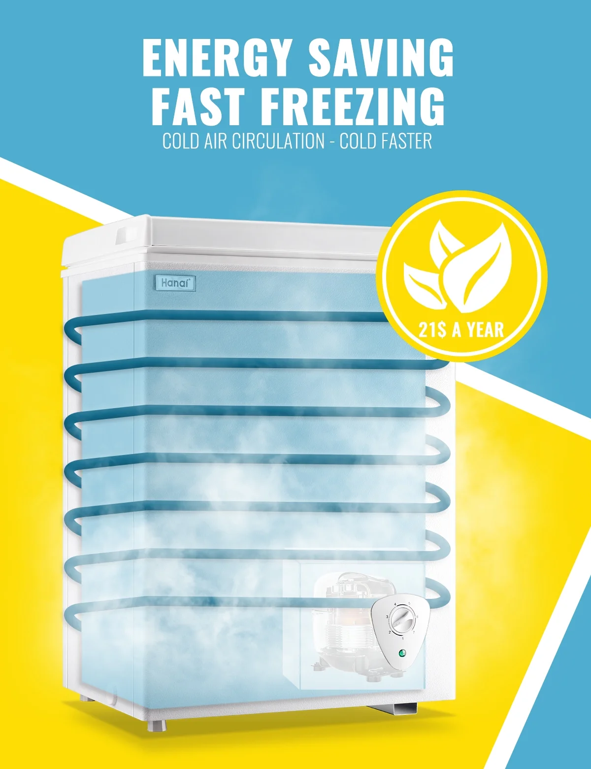 WANAI 3.5 Cu.ft Chest Freezer Small Deep Freeze with 7 Gears Temp Control Office Dorm Kitchen White - Image 11
