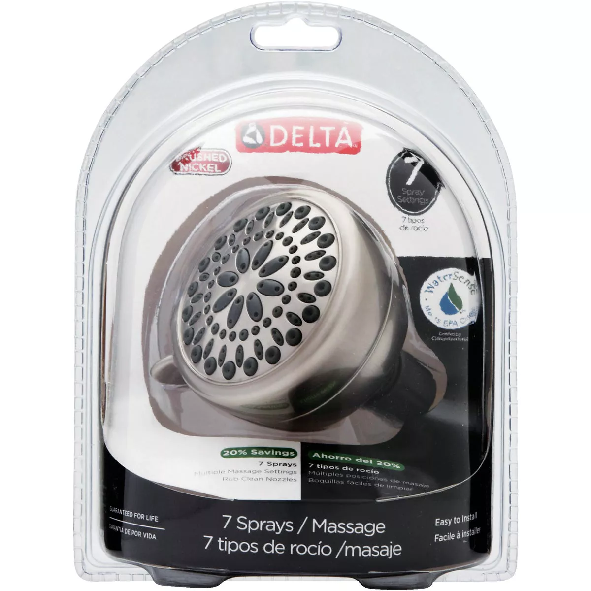 Delta Touch-Clean 7-Spray 1.8 GPM Shower Head, Brushed Nickel