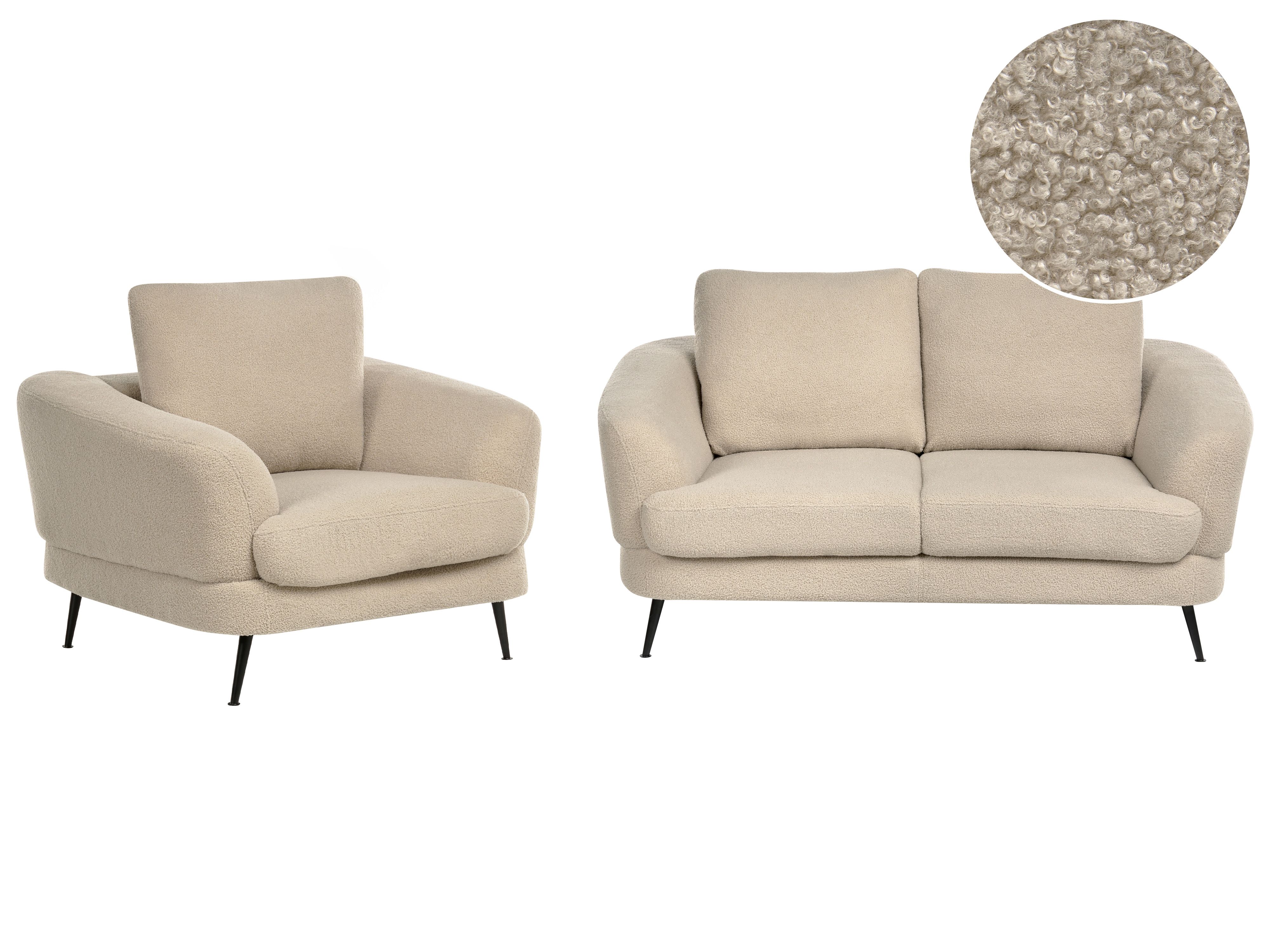 Living Room Set 3 Seater KJAER Boucle Light Beige