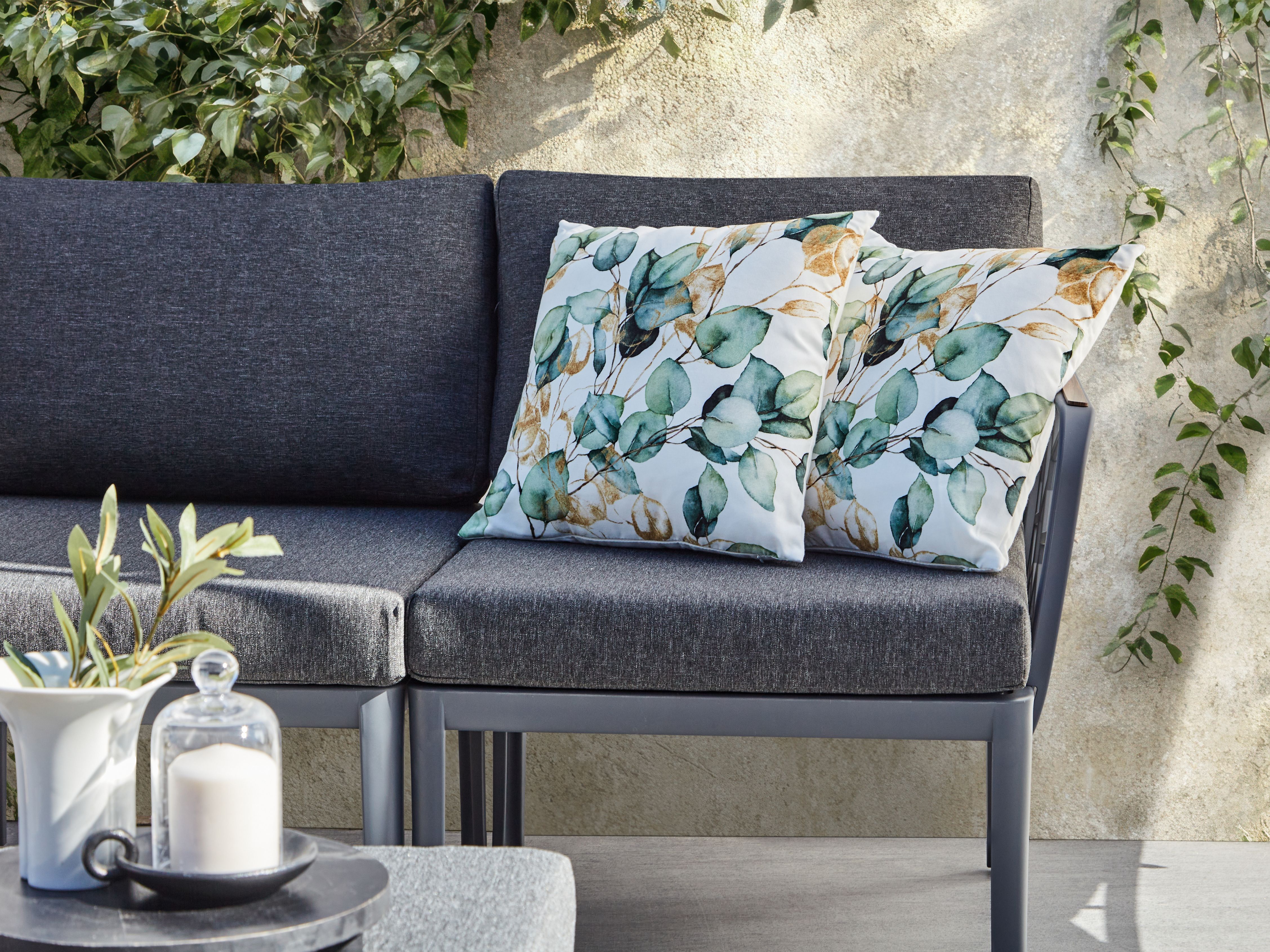 Set of 2 Outdoor Cushions GLADE Plant Pattern 45 x 45 cm Multicolour