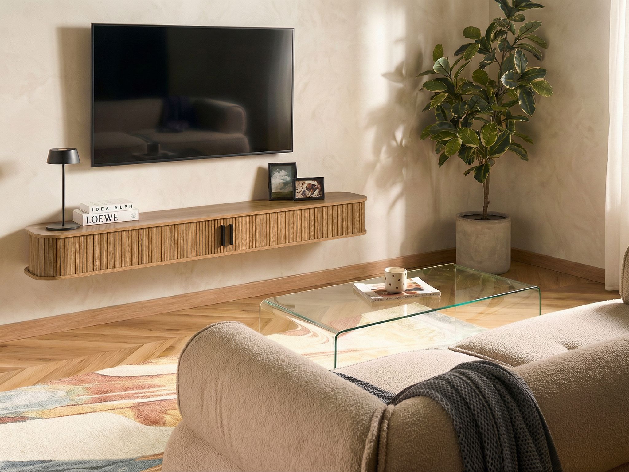 Wall Mounted TV Stand BRADLEY Brown