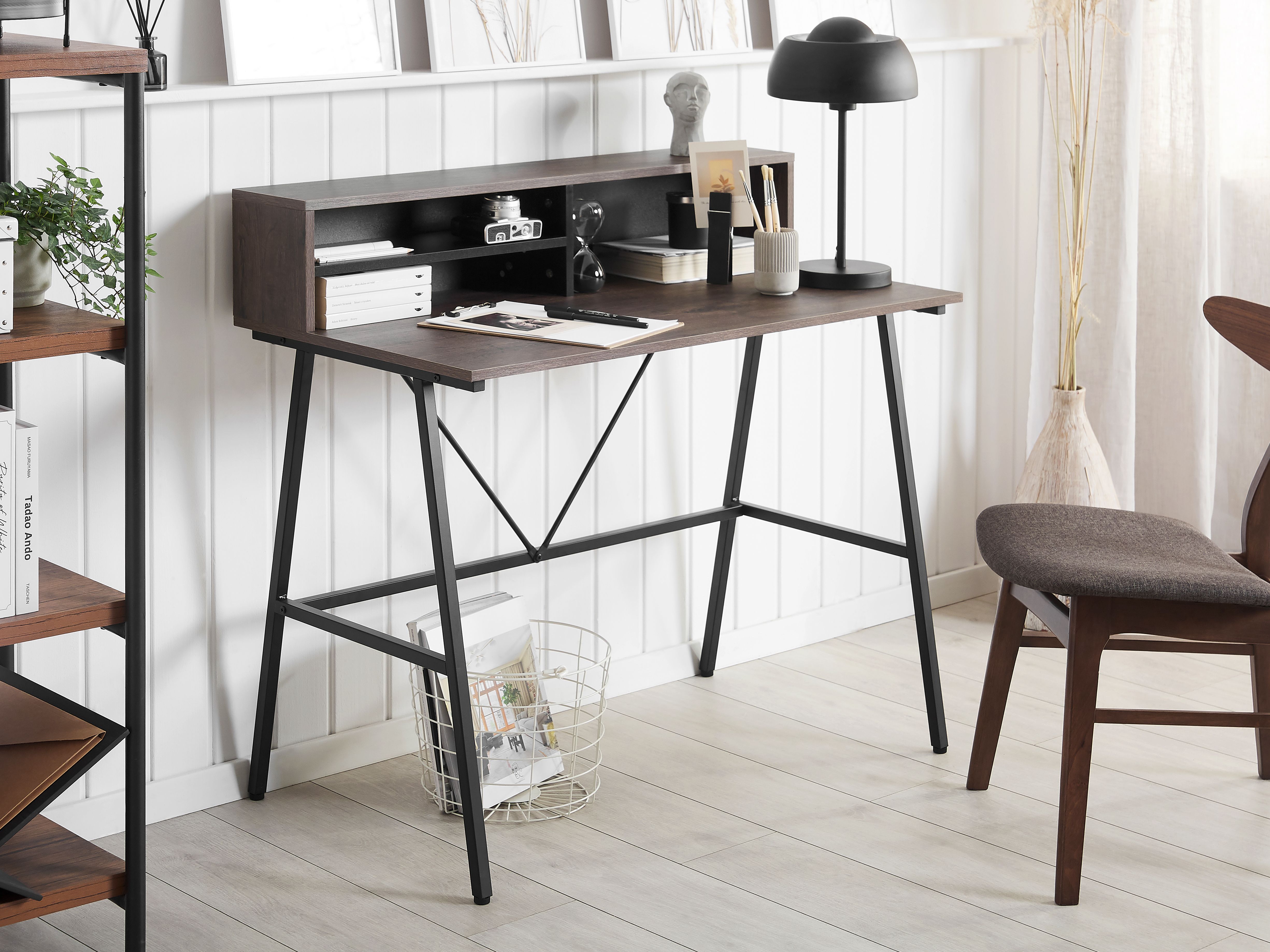 Home Office Desk HARISON Dark Brown 100 cm 53 cm