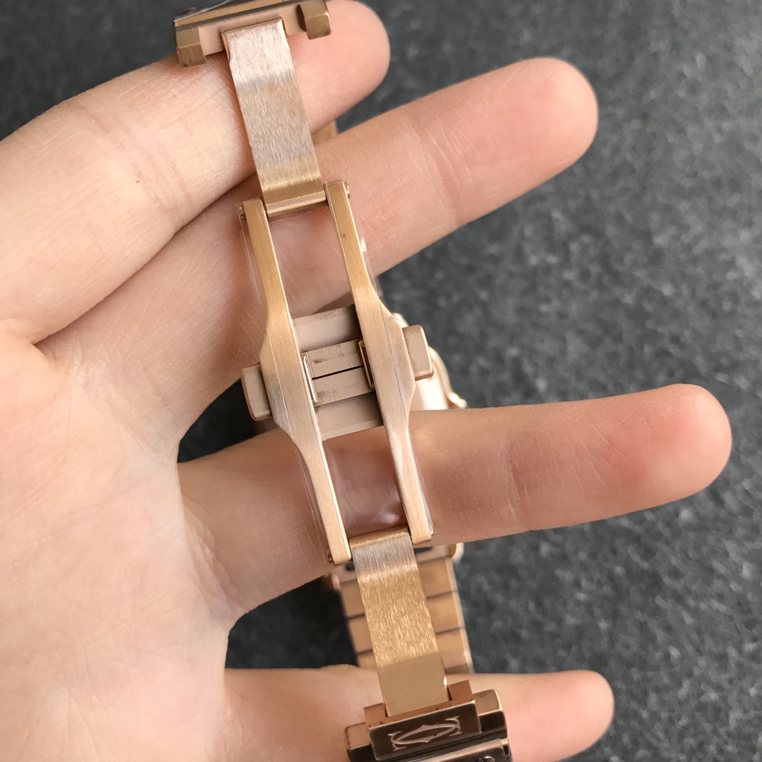 Fake cartier watch Santos large model mechanical movement Silver Dial Rose Gold WGSA0018(1:1 replica) - Top club