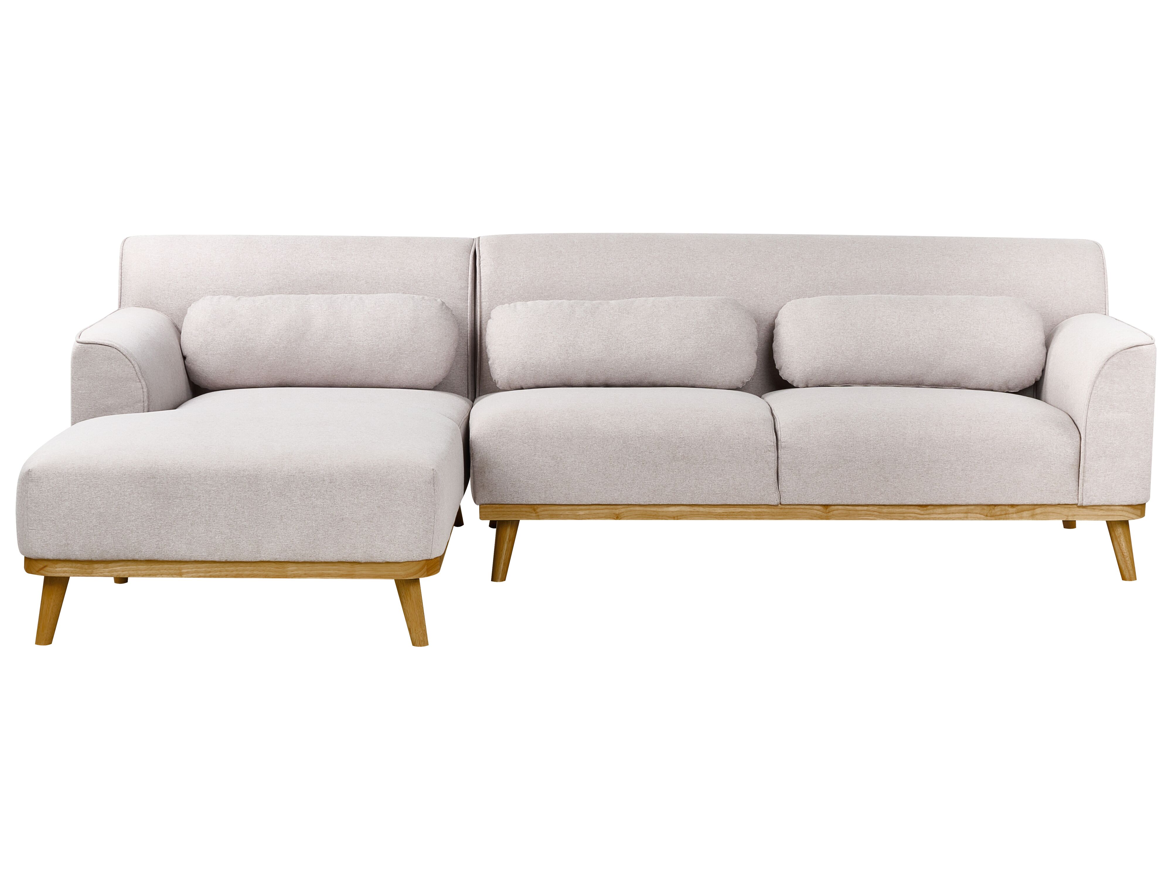 Corner Sofa 3 Seater SIMOS Fabric Light Grey Right Hand