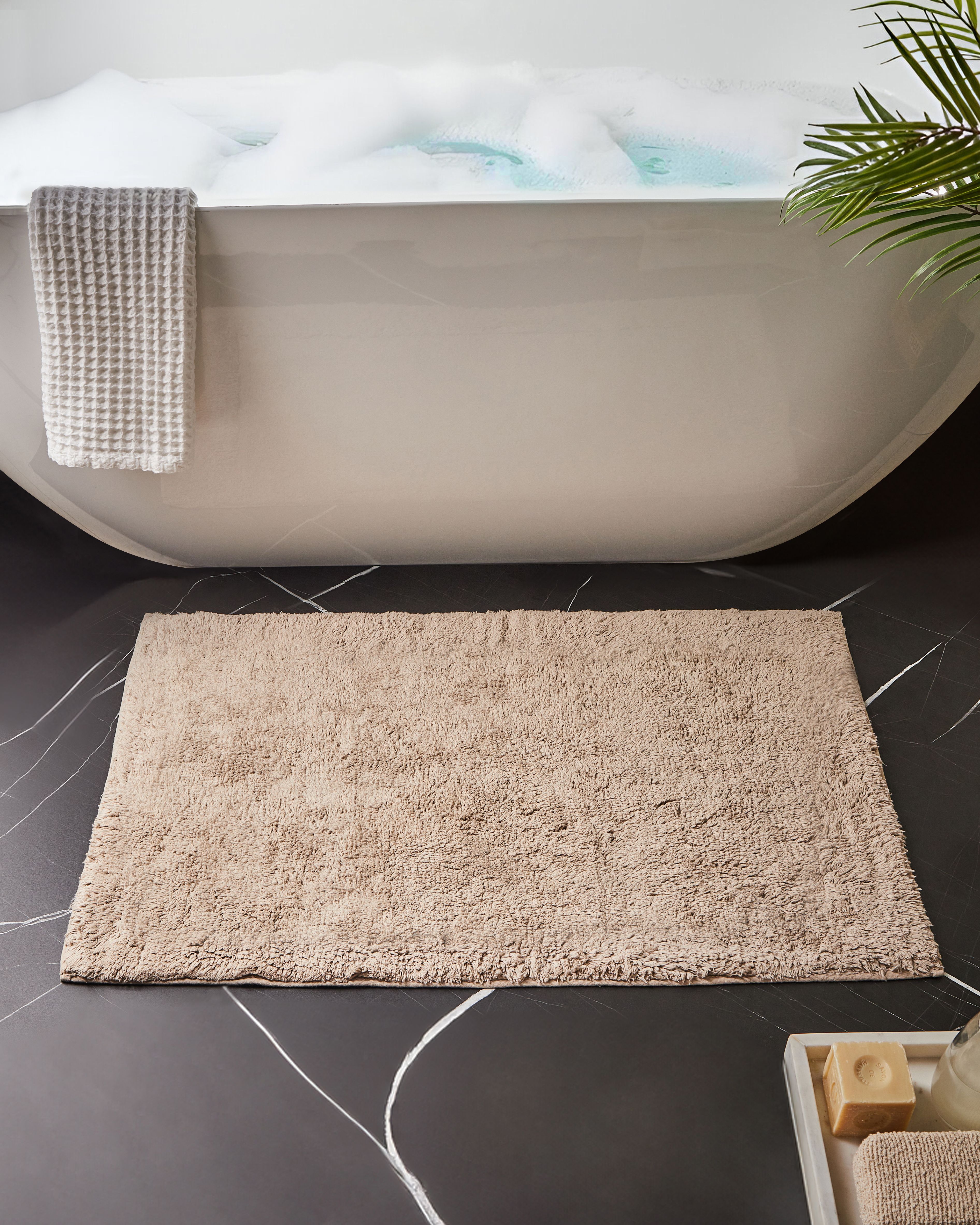 Bath Mat GOELA Light Brown 60 x 90 cm Cotton