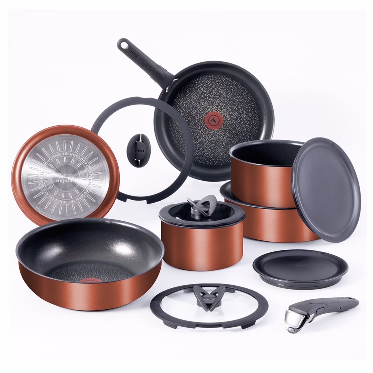 T-fal Ingenio Expertise Nonstick 14-Piece Cookware Set, Induction Oven Safe up to 500F, Detachable Handle, Onyx Black - Image 7