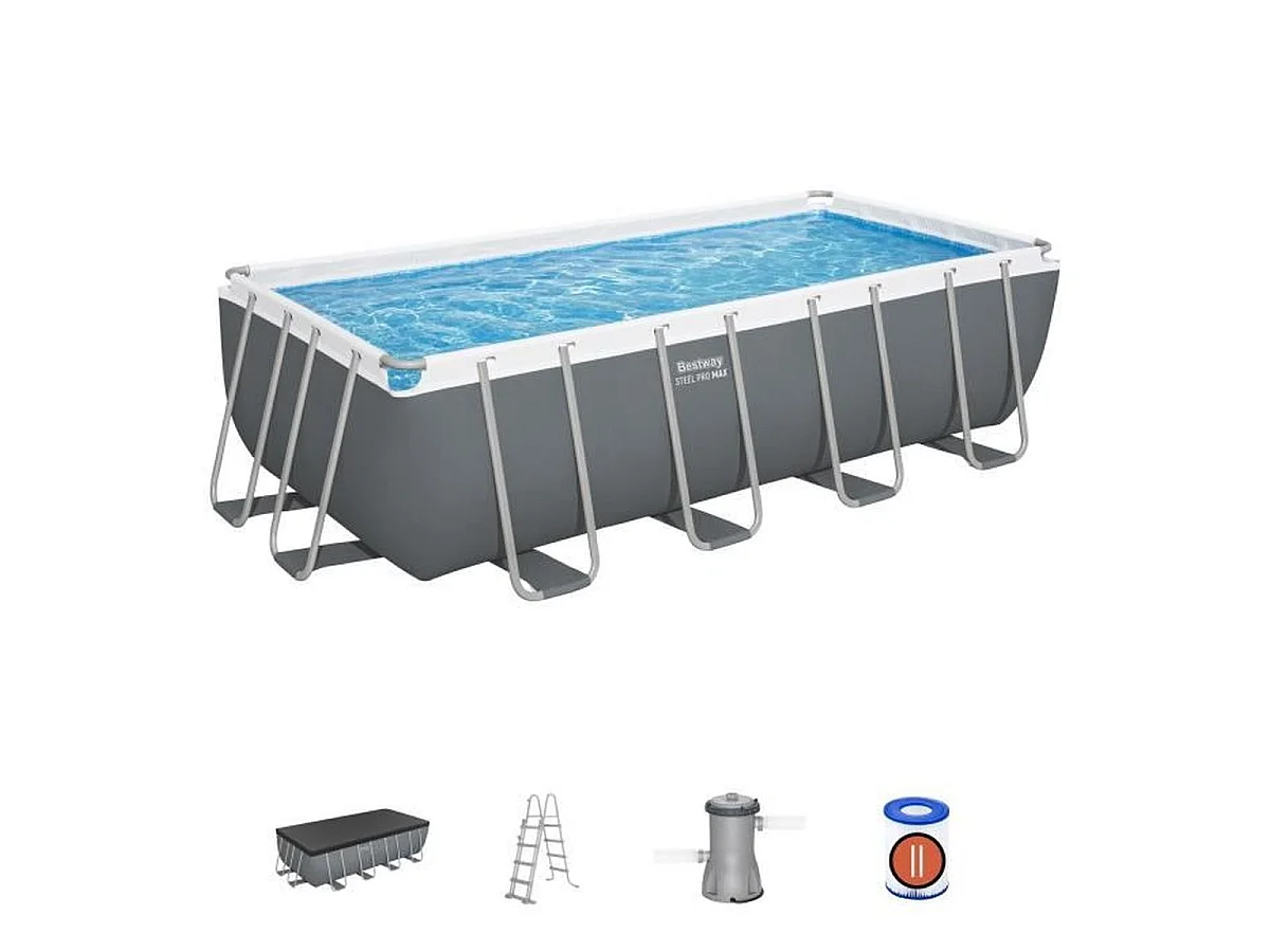 BESTWAY Steel Pro Max piscine tubulaire rectangulaire 488 x 244 x 122 cm - Kit complet