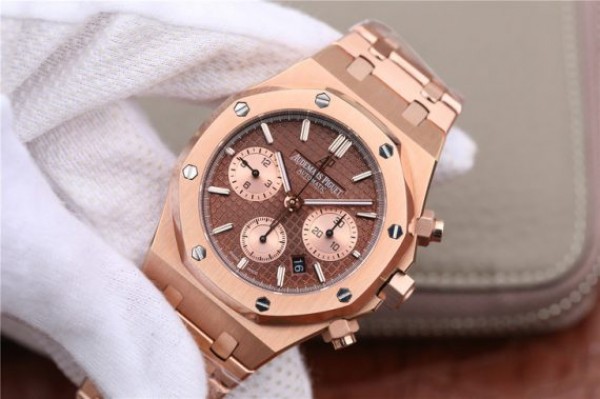 Replica Audemars Piguet Royal Oak Chronograph RG JHF Brown/RG Dial RG Bracelet A7750 - Elite Watch Atelier