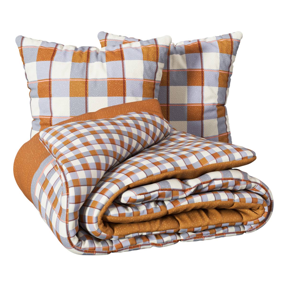 Bedding Set "Modern Checks" Terracotta, 240x220 cm