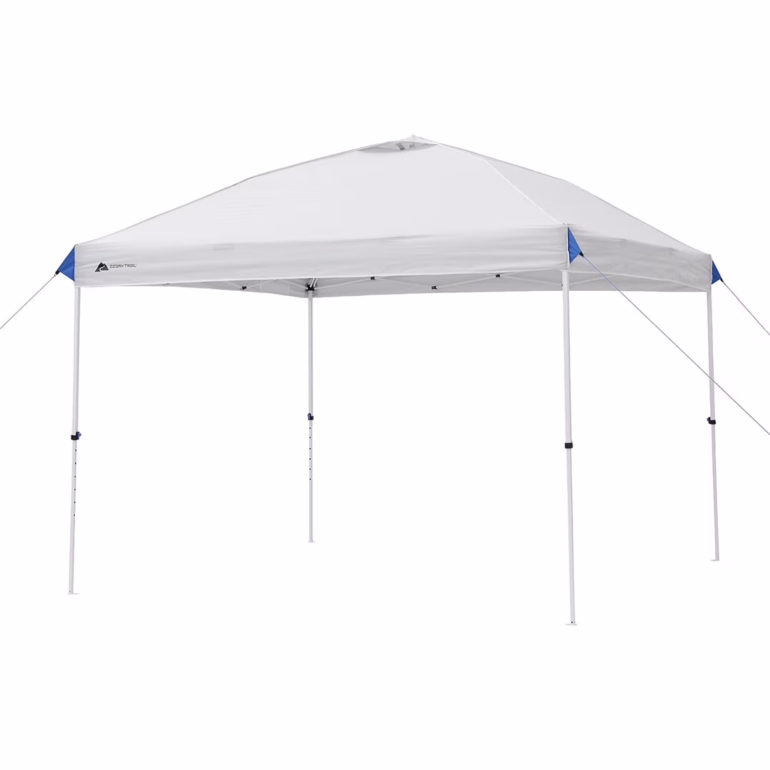 Ozark Trail 10x10 Instant Pop Up Canopy Tent with Simple Push Setup �?Straight Leg Pop-Up Tent for Tailgating, Camping & Events, White
