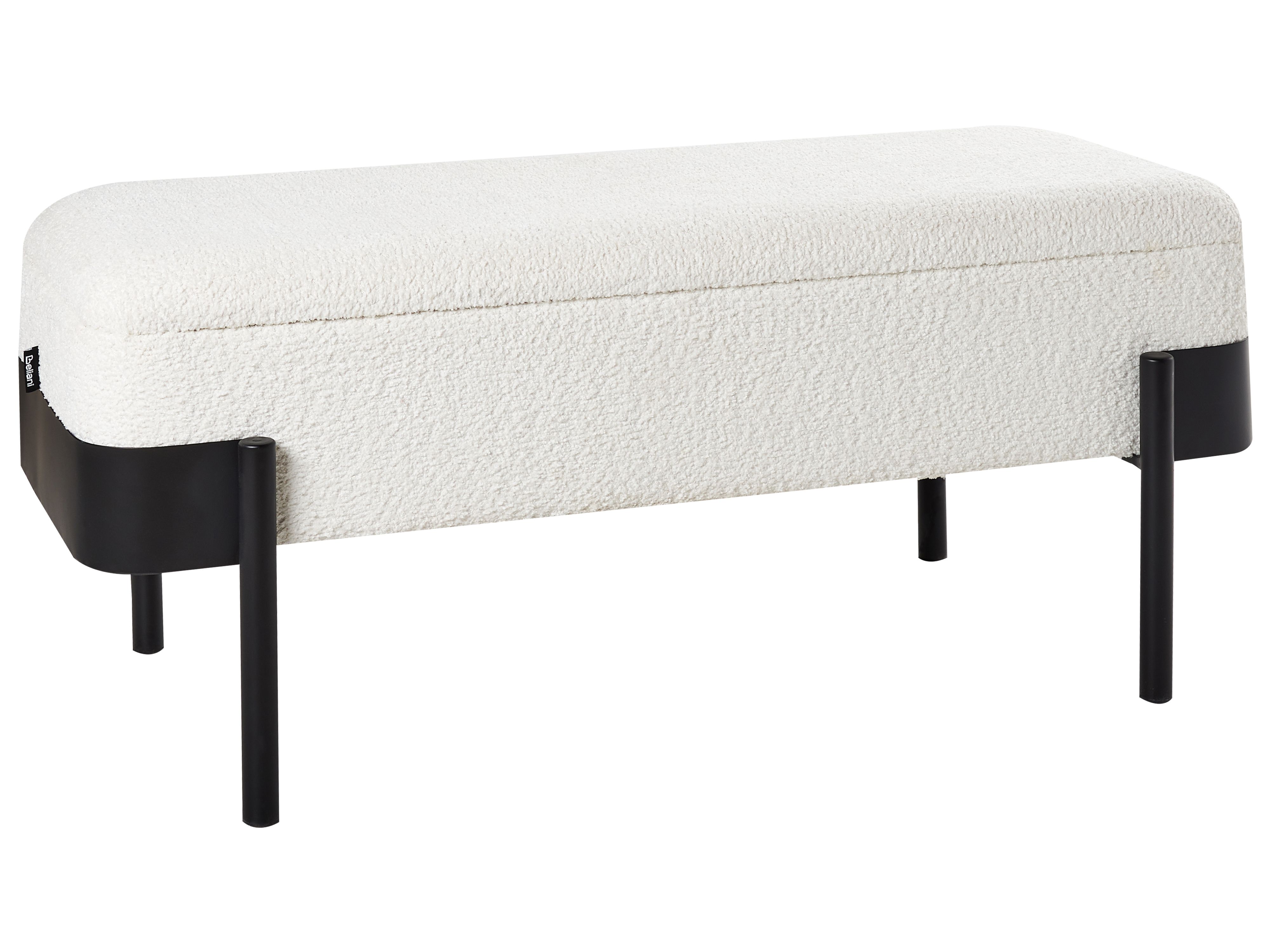 Upholstered Storage Bench WARREN Chenille Off-White