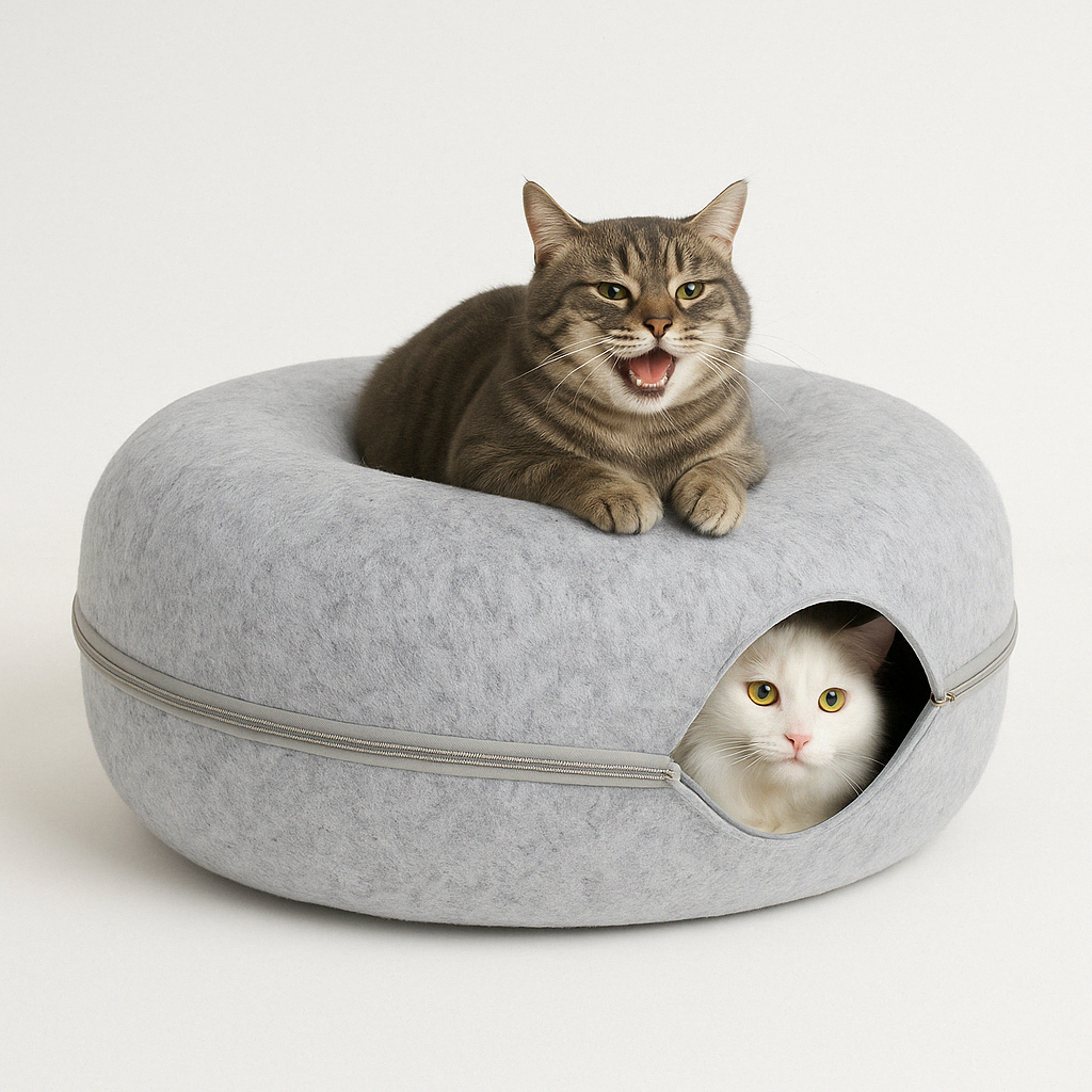 Ruim Kattentunnelbed van Krasbestendig Vilt met Peep Hole – Ideaal voor Spelen en Ontspanning voor Meerdere Katten