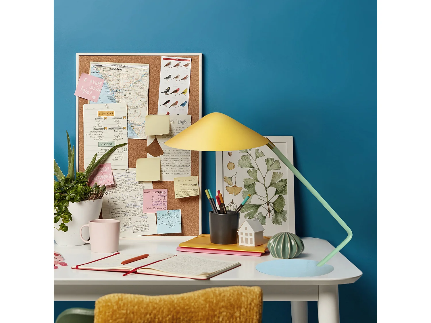 Lampe de Bureau TOSEL ,métal,Jaune ,H35xD20xP49cm