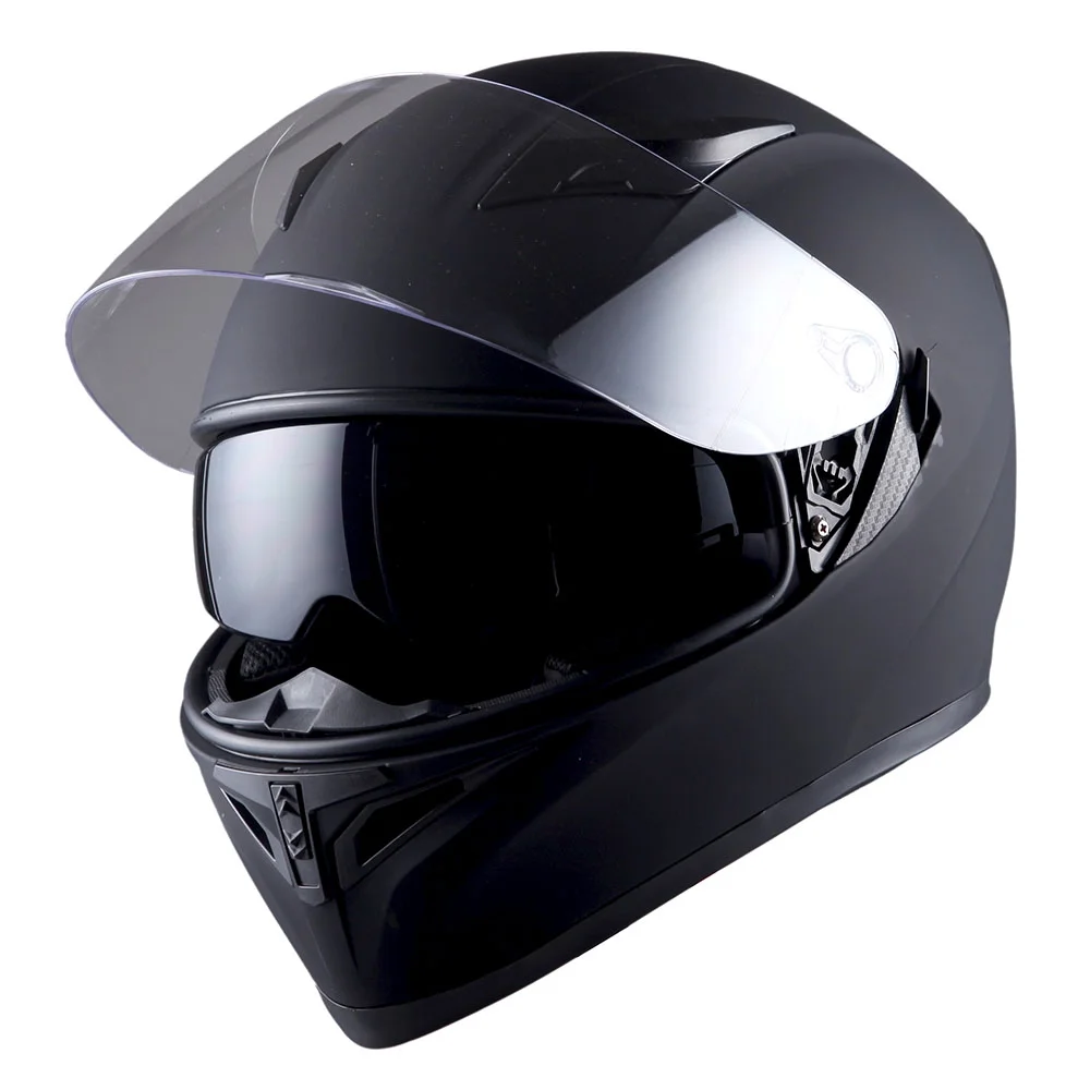 1Storm Motorcycle Modular Full Face Flip up Dual Visor Helmet + Spoiler + Motorcycle Bluetooth Headset: HJK316 Mechanic Red - Image 14