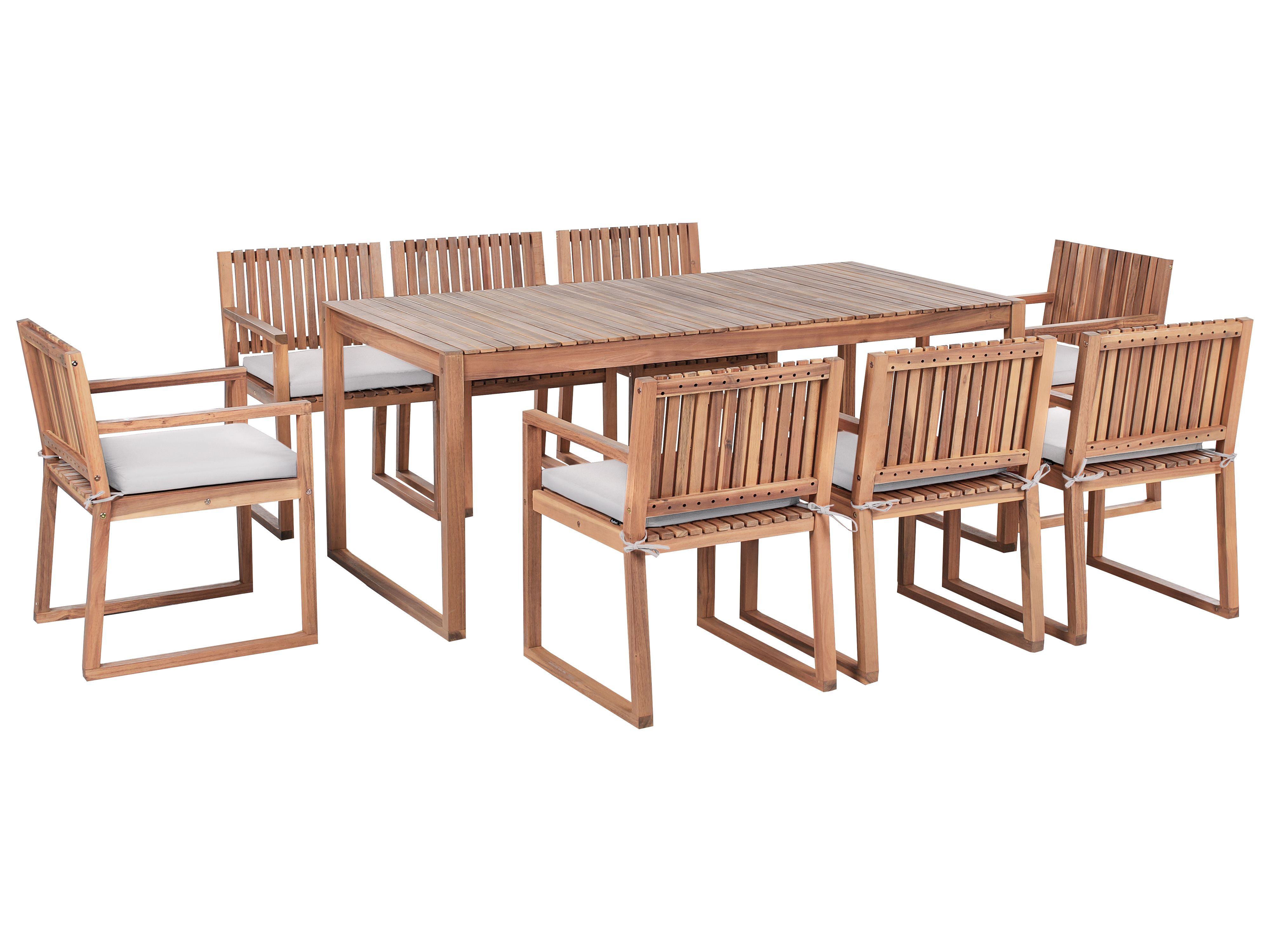 Garden Dining Set 8 Seater SASSARI PREMIUM with Cushions Certified Acacia Wood Light Beige