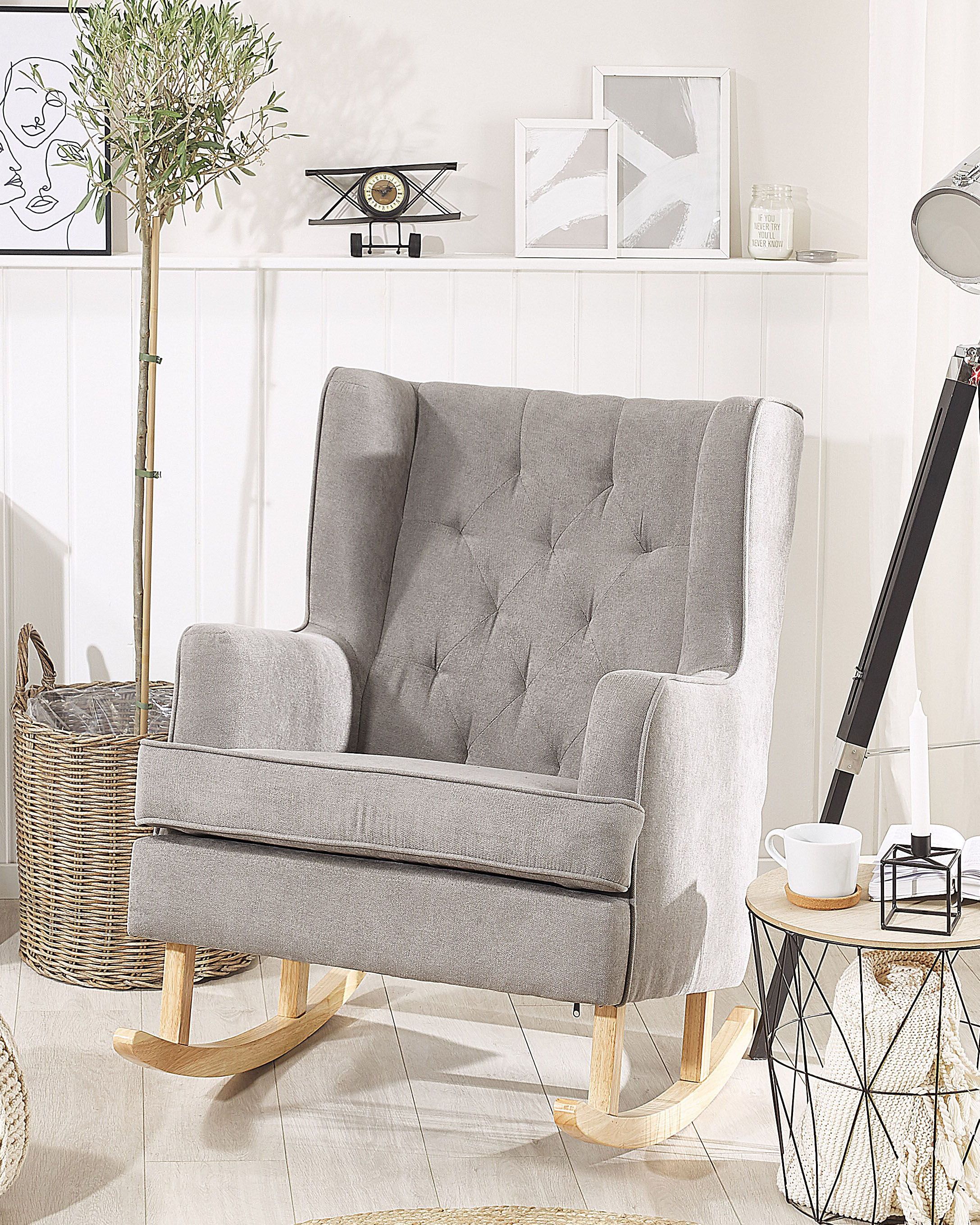 Rocking Chair TRONDHEIM Fabric Light Grey