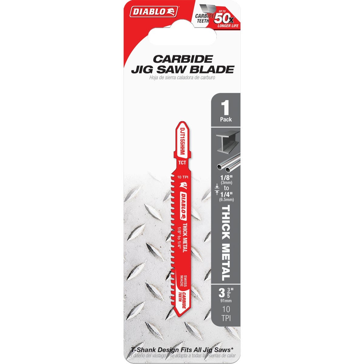 Diablo T-Shank 3-3/5 In.10 TPI Carbide Jig Saw Blade for Thick Metal