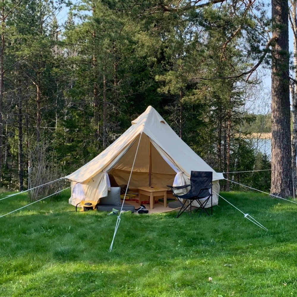 Outdoor Waterproof Family Camping Cotton Canvas Bell Tent Luxury Glamping Yurt Diameter 4M (13.1FT) - Image 3