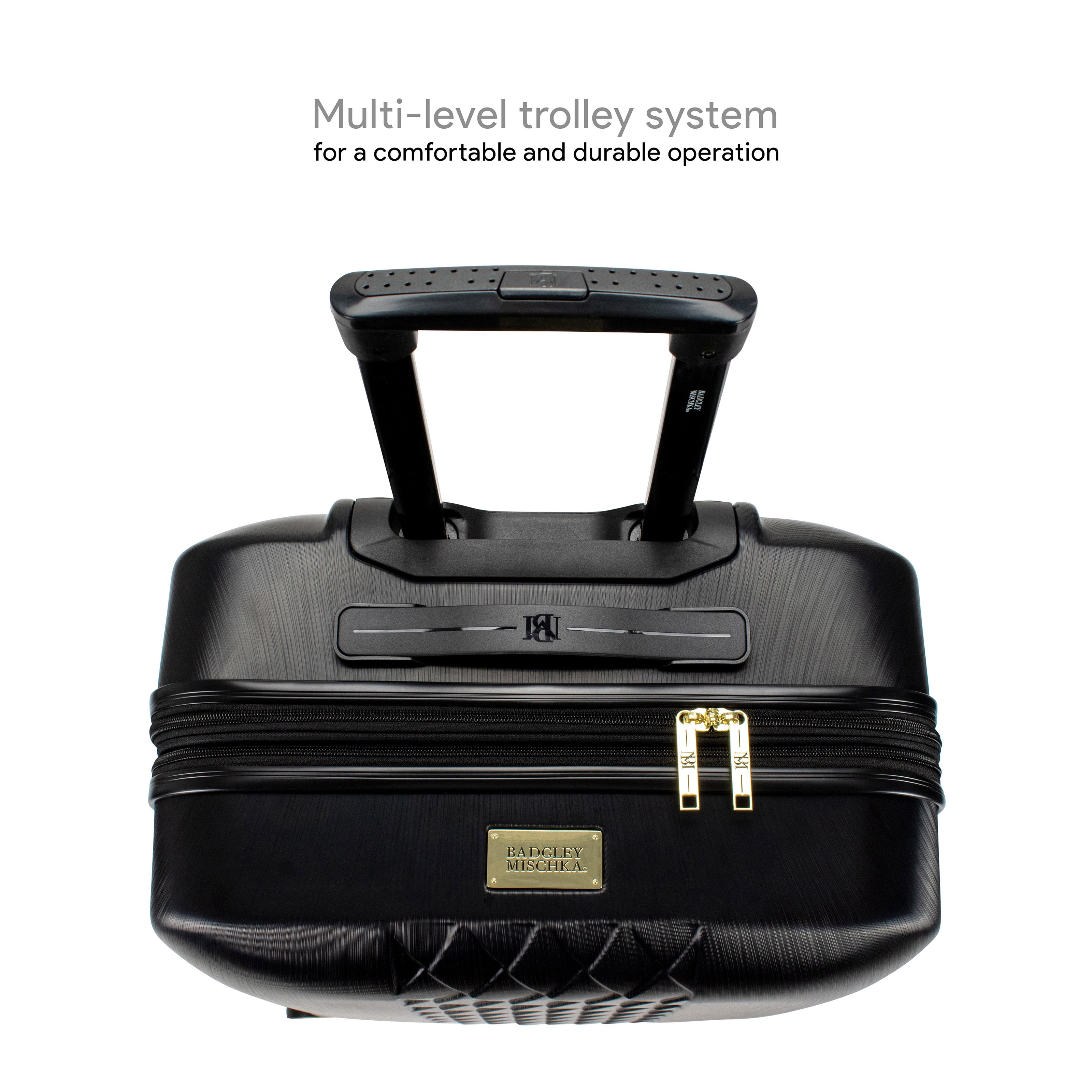 BADGLEY MISCHKA Diamond 3 Piece Expandable Luggage Set (Black) - Image 6