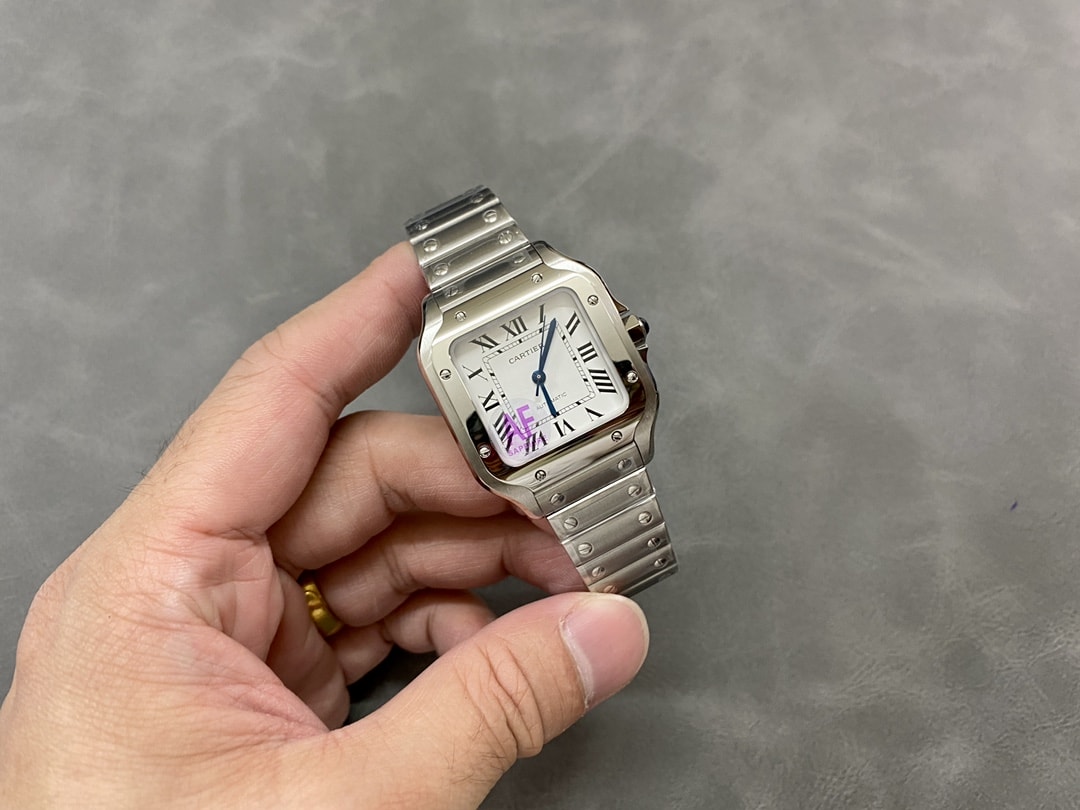 Fake Cartier watch Santos medium model Manufacture mechanical movement Steel Silver Dial WSSA0029 AF(1:1 replica) - Top club