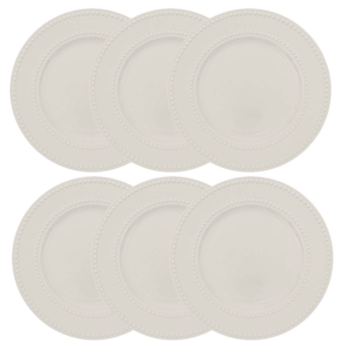 Set of 6 Dessert Plates "Perle" D.19 cm, White