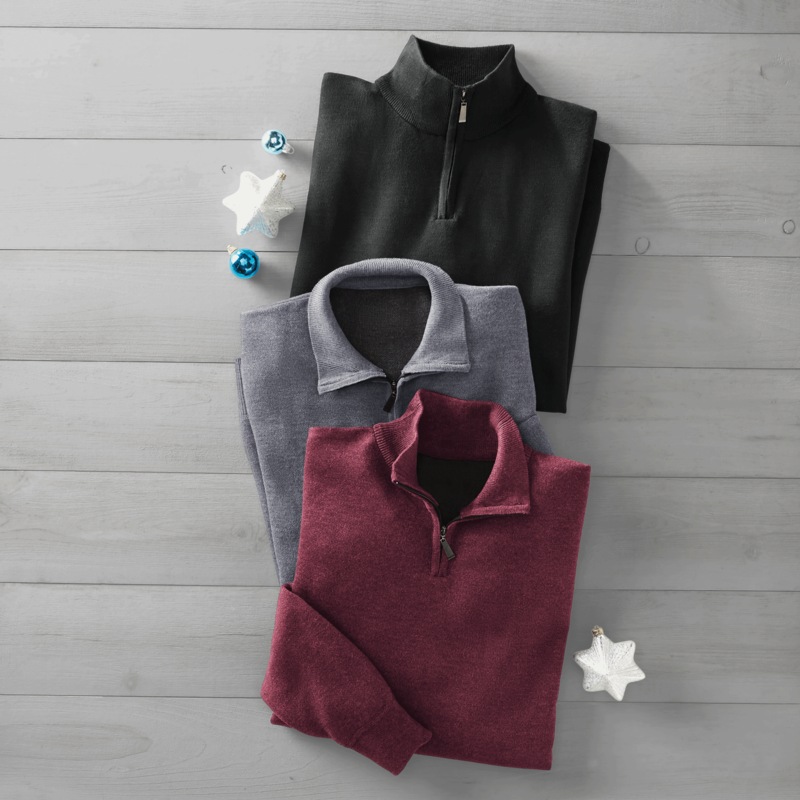 3-Pack Men's Quarter-Zip Sweaters - MIDNIGHT VELVET CATALOG