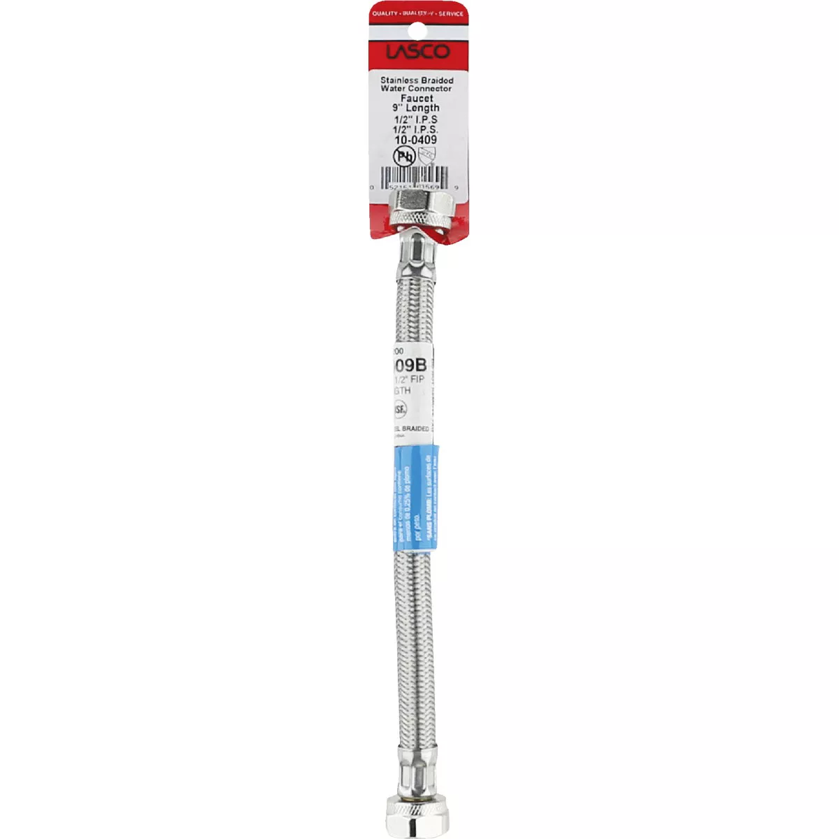 Lasco 1/2 In. IPS x 1/2 In. IPS x 9 In. L Braided Stainless Steel Flex Line Faucet Connector