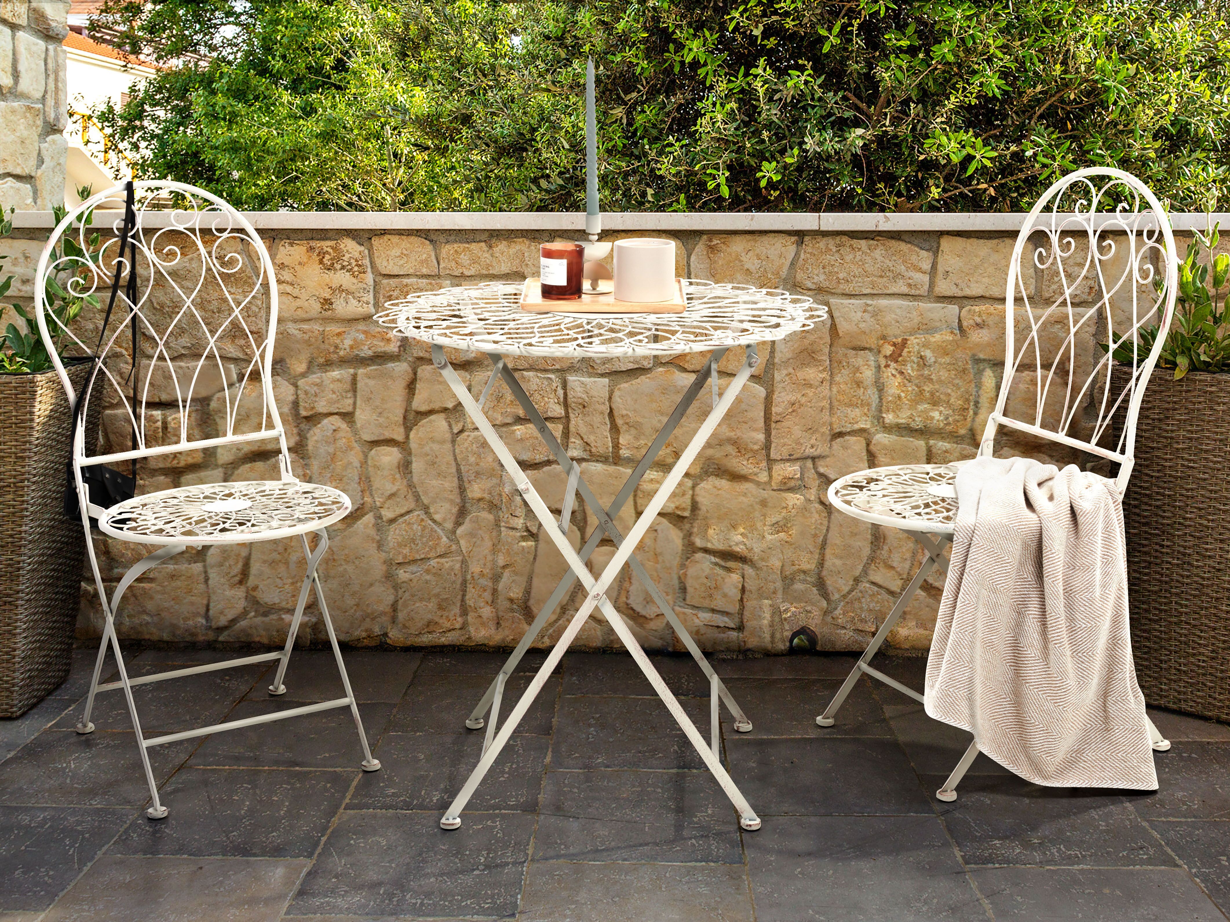 Bistro Set Folding STIFFE Metal White