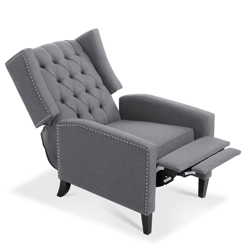 Triple Tree Modern Fabric Foam Wood Solid Print Nailhead Trim Accent Chair, Beige - Image 19