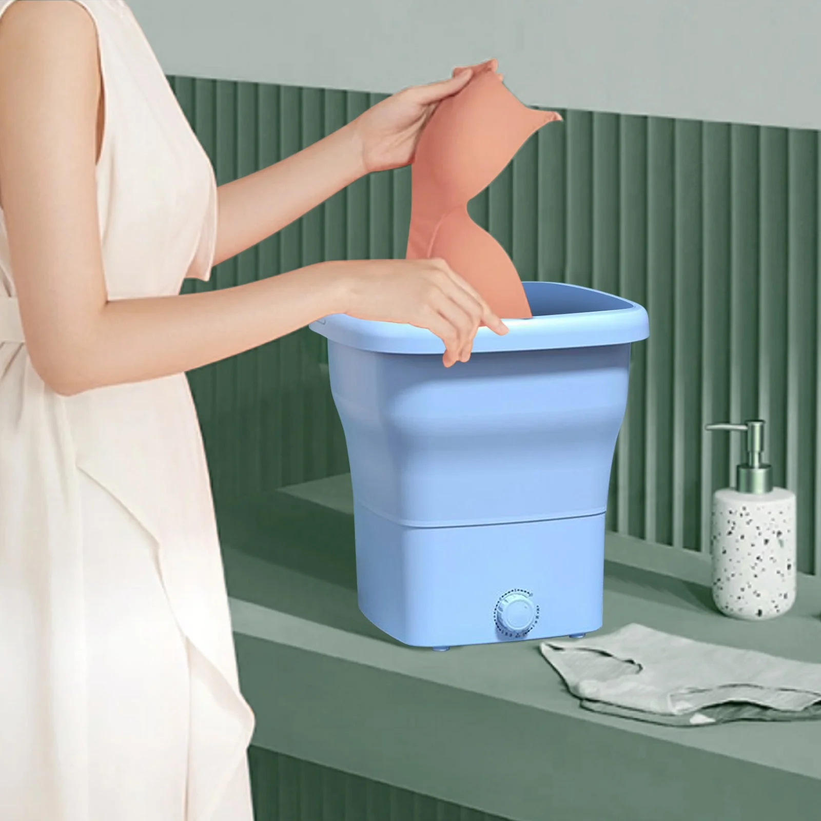 Portable Washing Machine,Mini Foldable Washer,25L Upgraded Large Capacity Foldable Washer, Deep Cleaning Of Underwear, Baby Clothes and Other Small Clothes,Suitable for Apartments, Dormitories, Hotel