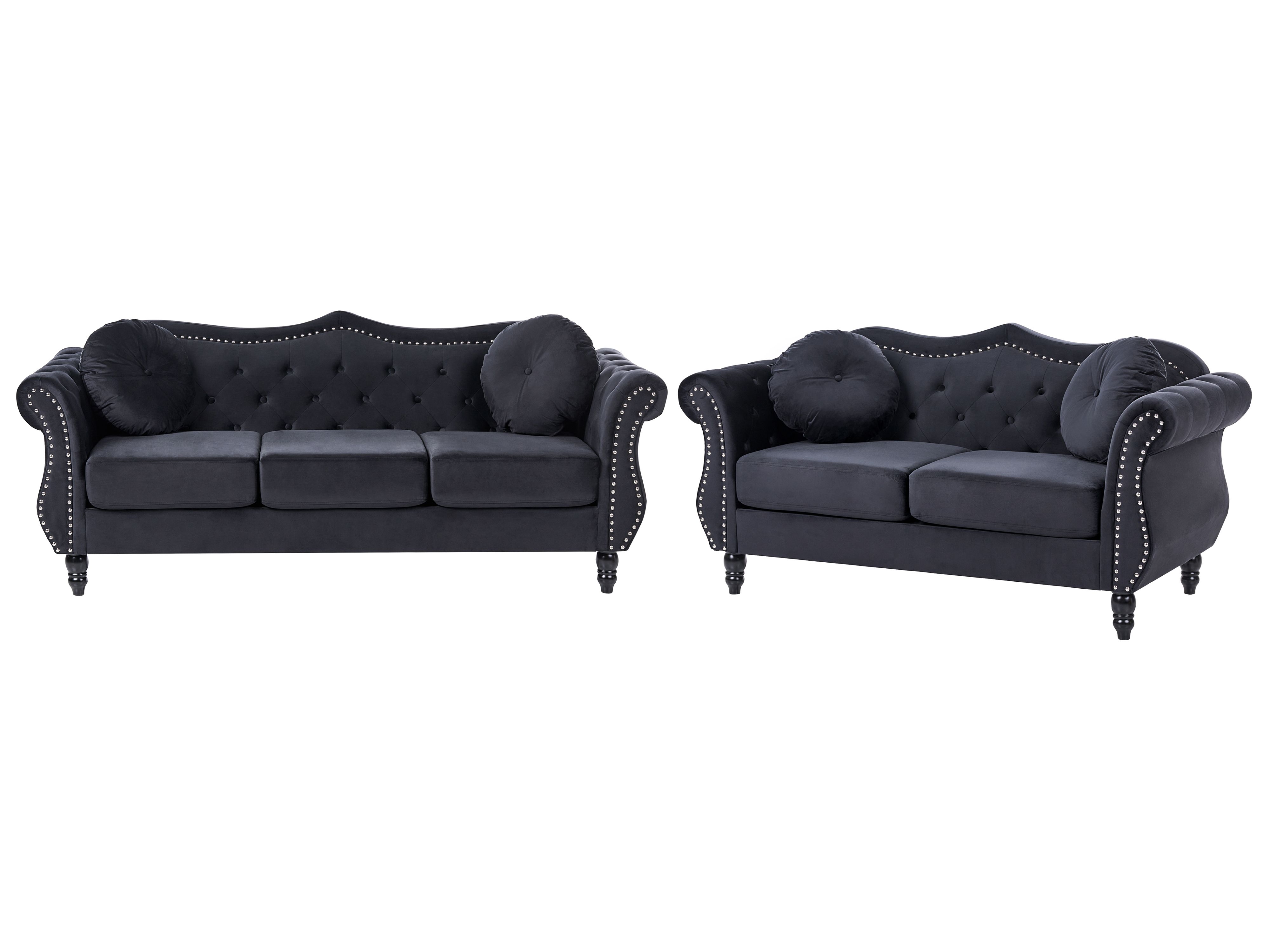 Living Room Set 5 Seater SKIEN Velvet Black