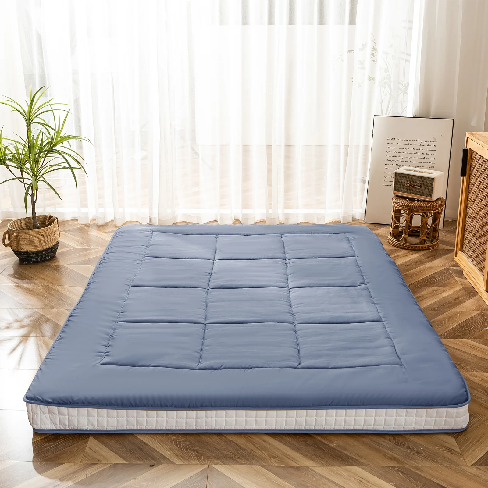 Futon Mattress, Padded Japanese Floor Mattress Quilted Bed Mattress Topper, Extra Thick Folding Sleeping Pad, Dark Grey, Twin - Image 52