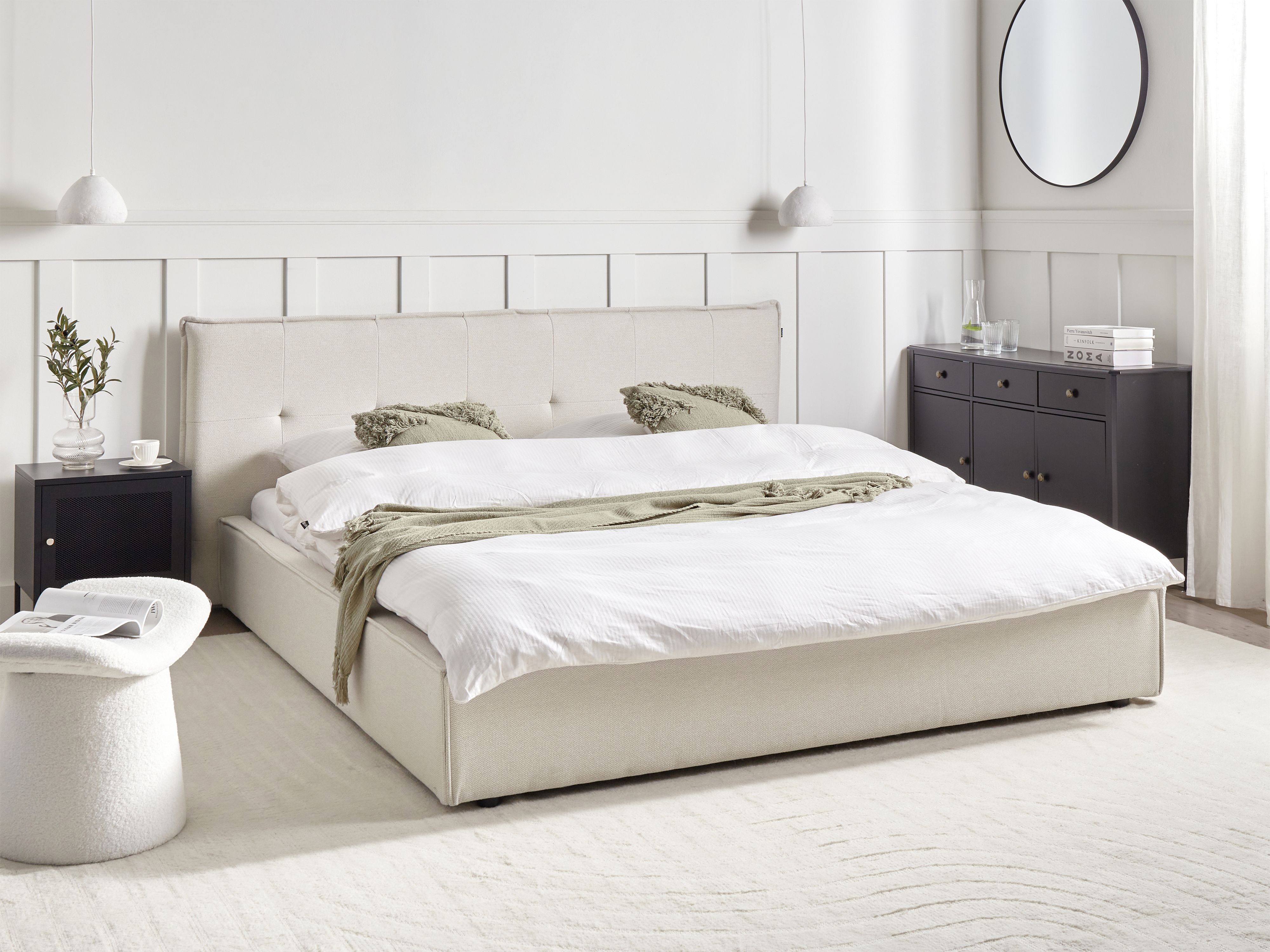 Waterbed Faux Linen LESTRE 180 x 200 cm (EU Super King) Off-White