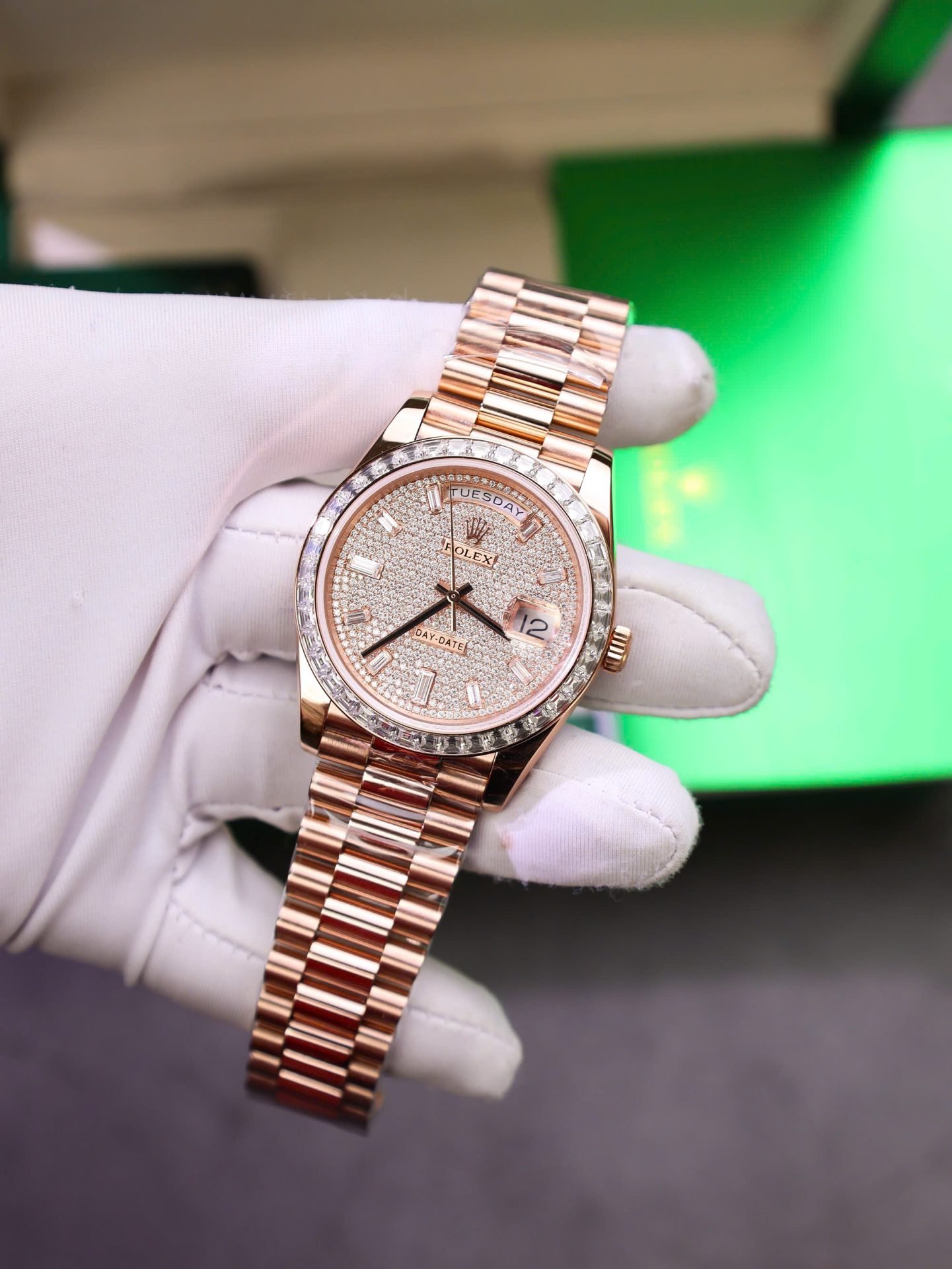 Rolex Best Copies Watches Day-Date Custom Diamonds Moissanite + Gold Wrapped GMF 40mm - Top club