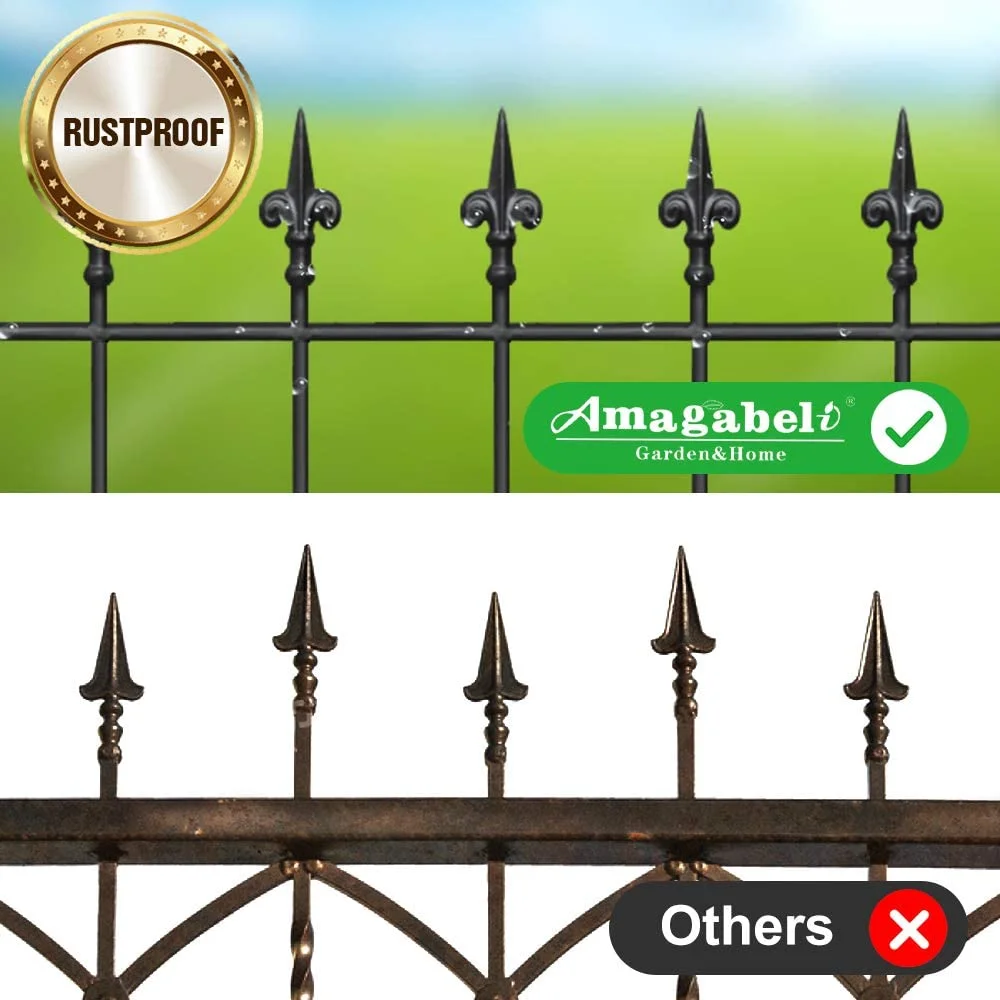 Amagabeli GARDEN & HOME Decorative Garden Fence GFP008 27inx10ft Outdoor Coated Rustproof Metal Garden Fencing Panel Animal Barrier Iron Folding Edge Wire Border Fence Ornamental for Patio Landscape - Image 6