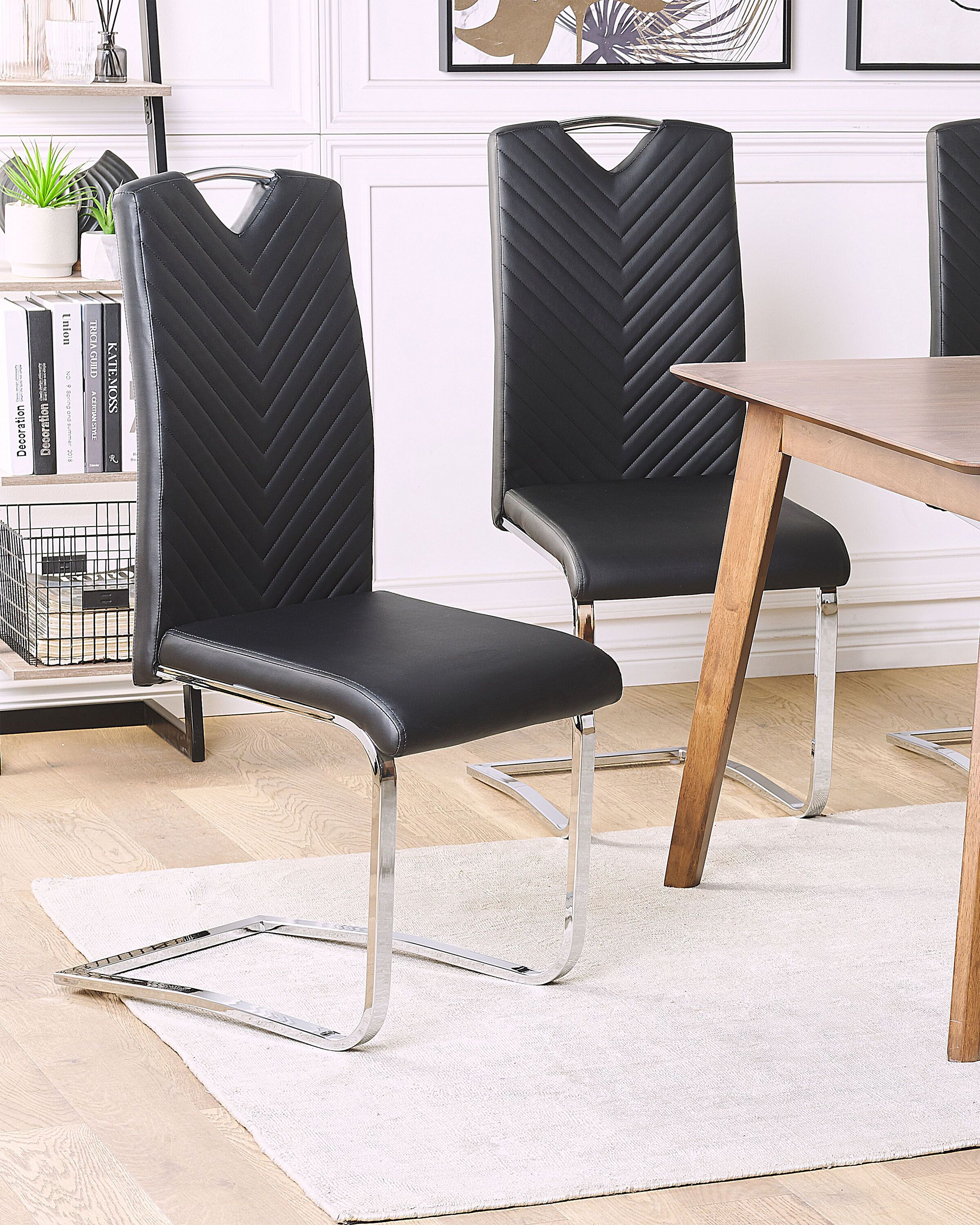 Set of 2 Dining Chairs PICKNES Faux Leather Black