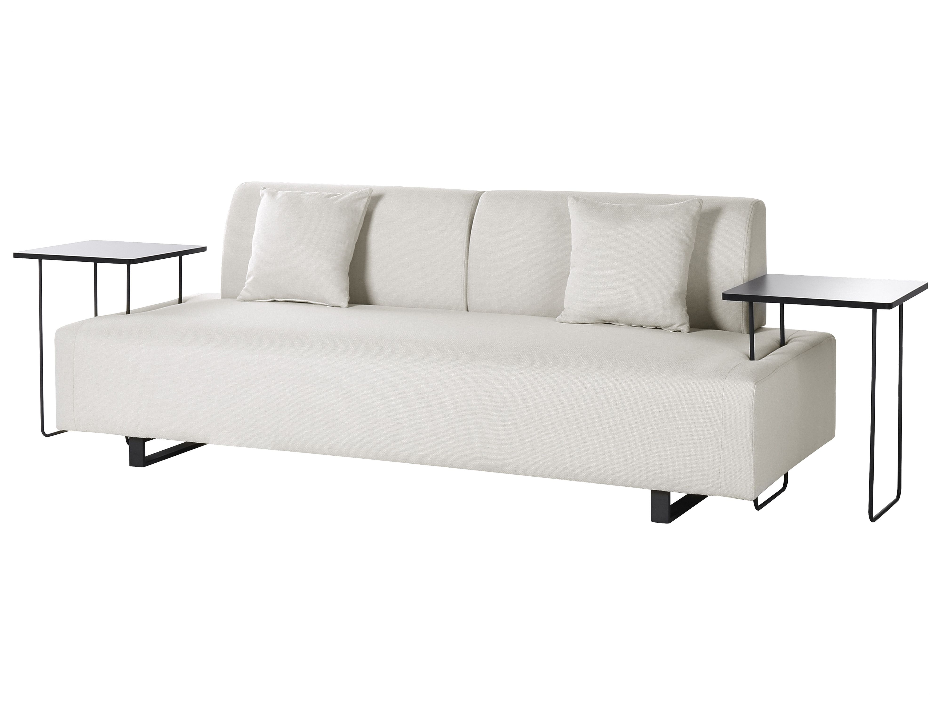 Sofa 3 Seater SOKNA Fabric Light Beige with Tables