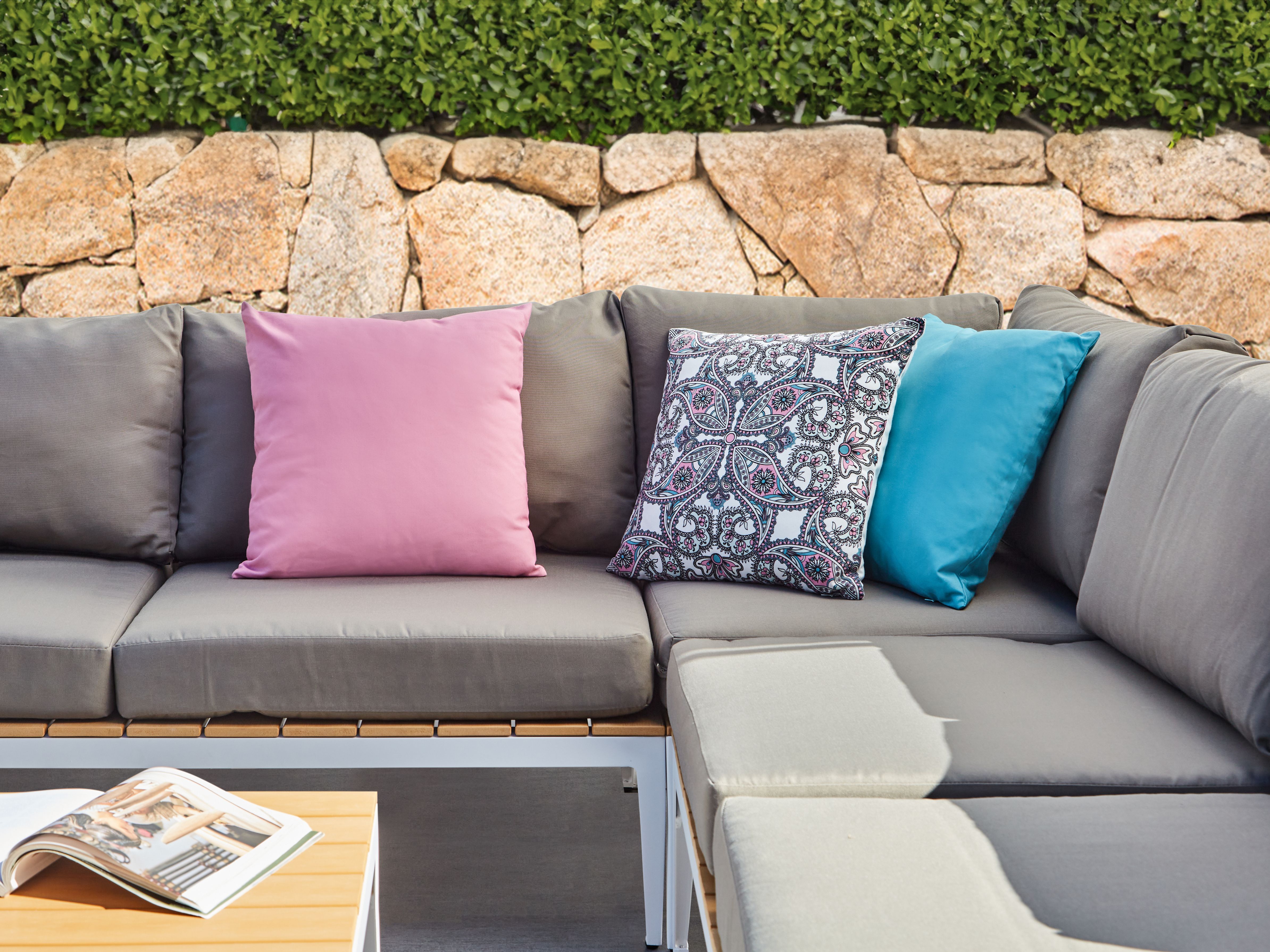 Set of 3 Outdoor Cushions TIDE Solid Oriental Pattern 45 x 45 cm Multicolour
