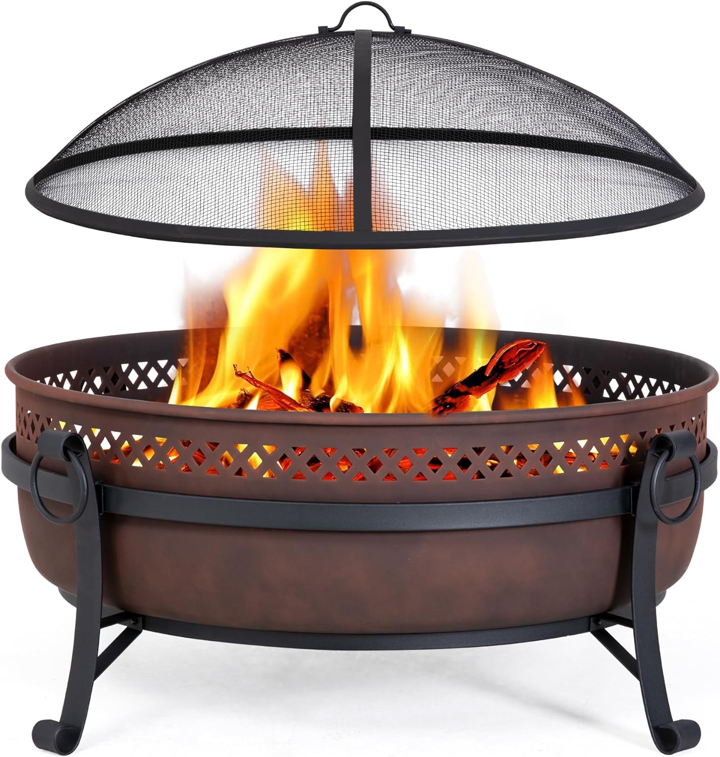 SUNCREAT 42-Inch Wood Burning Patio Fire Pit, Black, 42.1 Inch Diameter x 25.2 Inch High - Image 6 SUNCREAT 42-Inch Wood Burning Patio Fire Pit, Black, 42.1 Inch Diameter x 25.2 Inch High - Image 6