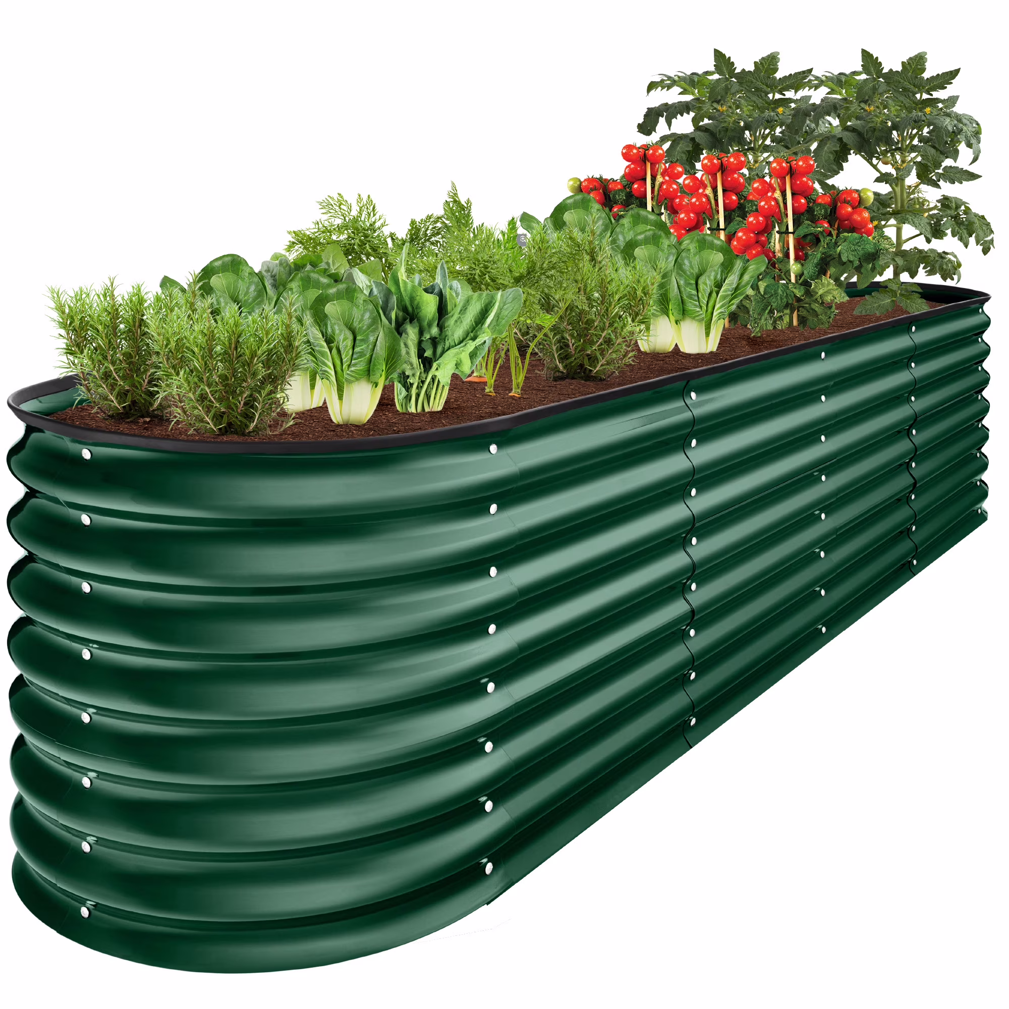 Best Choice Products 8x2x2ft Metal Raised Garden Bed, Oval Outdoor Planter Box w/ 4 Support Bars - Charcoal - Image 5