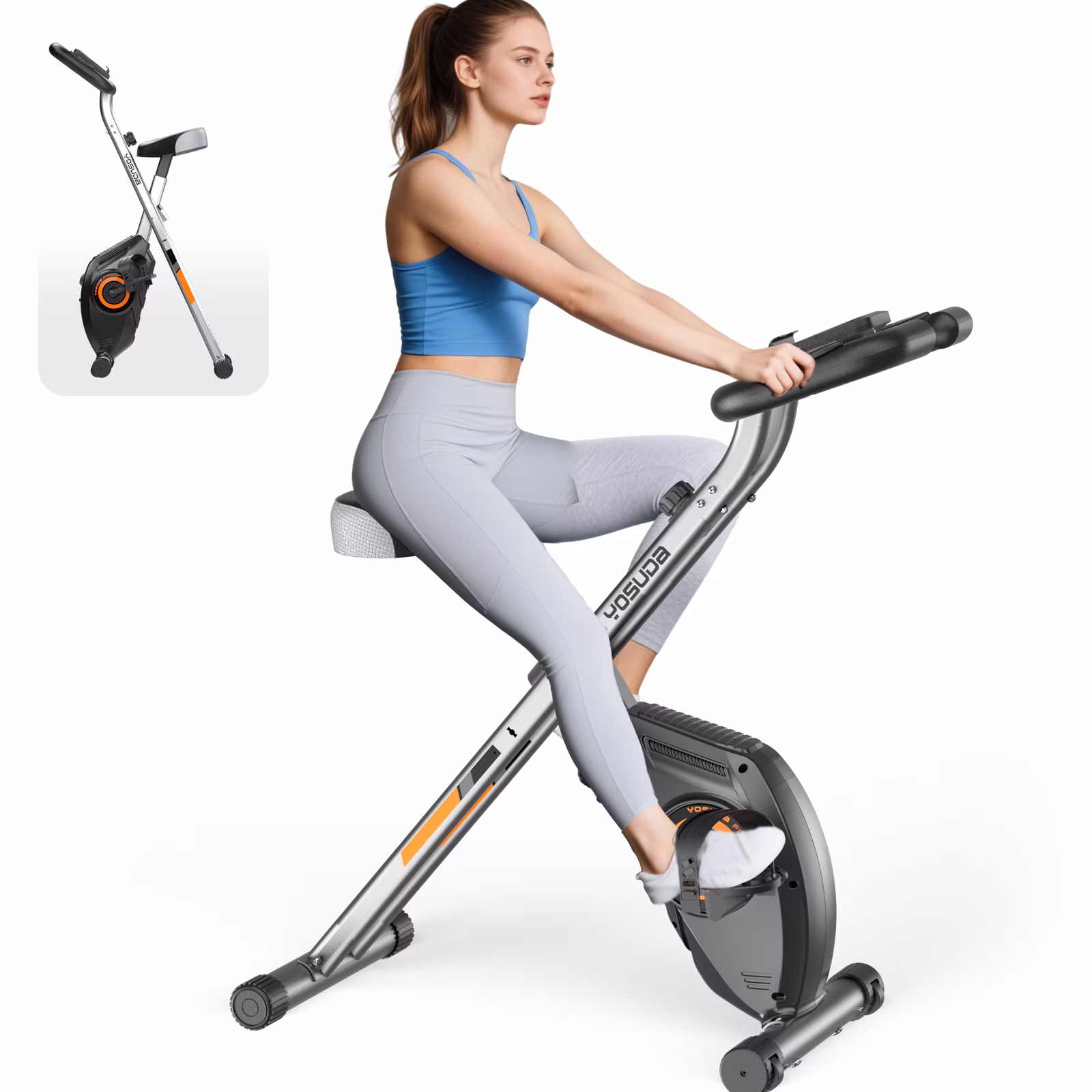 YOSUDA Folding Exercise Bike, Indoor Home Stationary Bike Workout 270LB Capacity