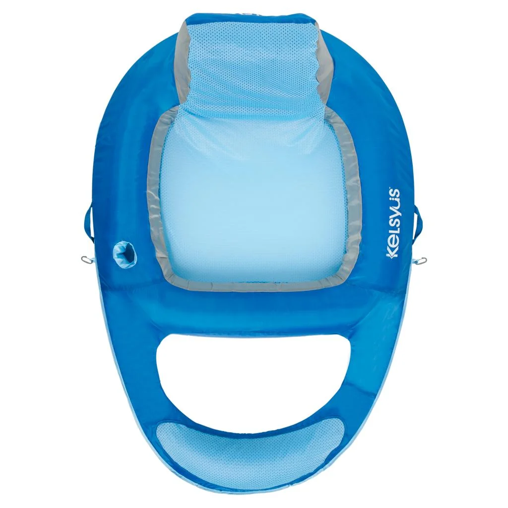 Kelsyus Floating Pool Lounger Inflatable Chair w/ Cup Holder Blue (2 Pack) 80014 - Image 18