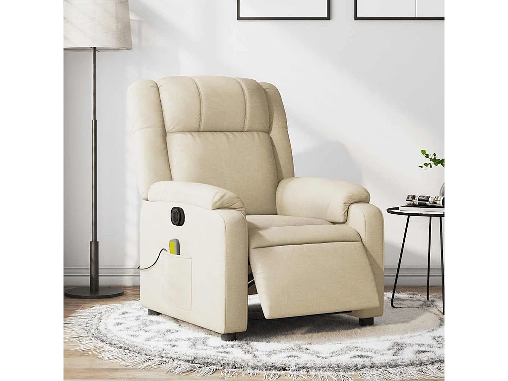 Fauteuil inclinable électrique-Chaise-Fauteuil de Massage crème tissu SHL2283