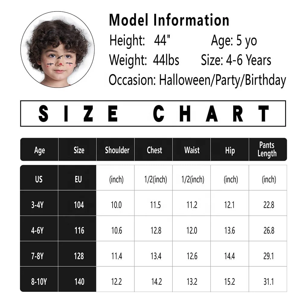 Kids Clown Costume Halloween, Classic Movies Character Fancy Dress Suit for Boys Girls Carnival Party 3-10 Years - Image 5 Kids Clown Costume Halloween, Classic Movies Character Fancy Dress Suit for Boys Girls Carnival Party 3-10 Years - Image 5
