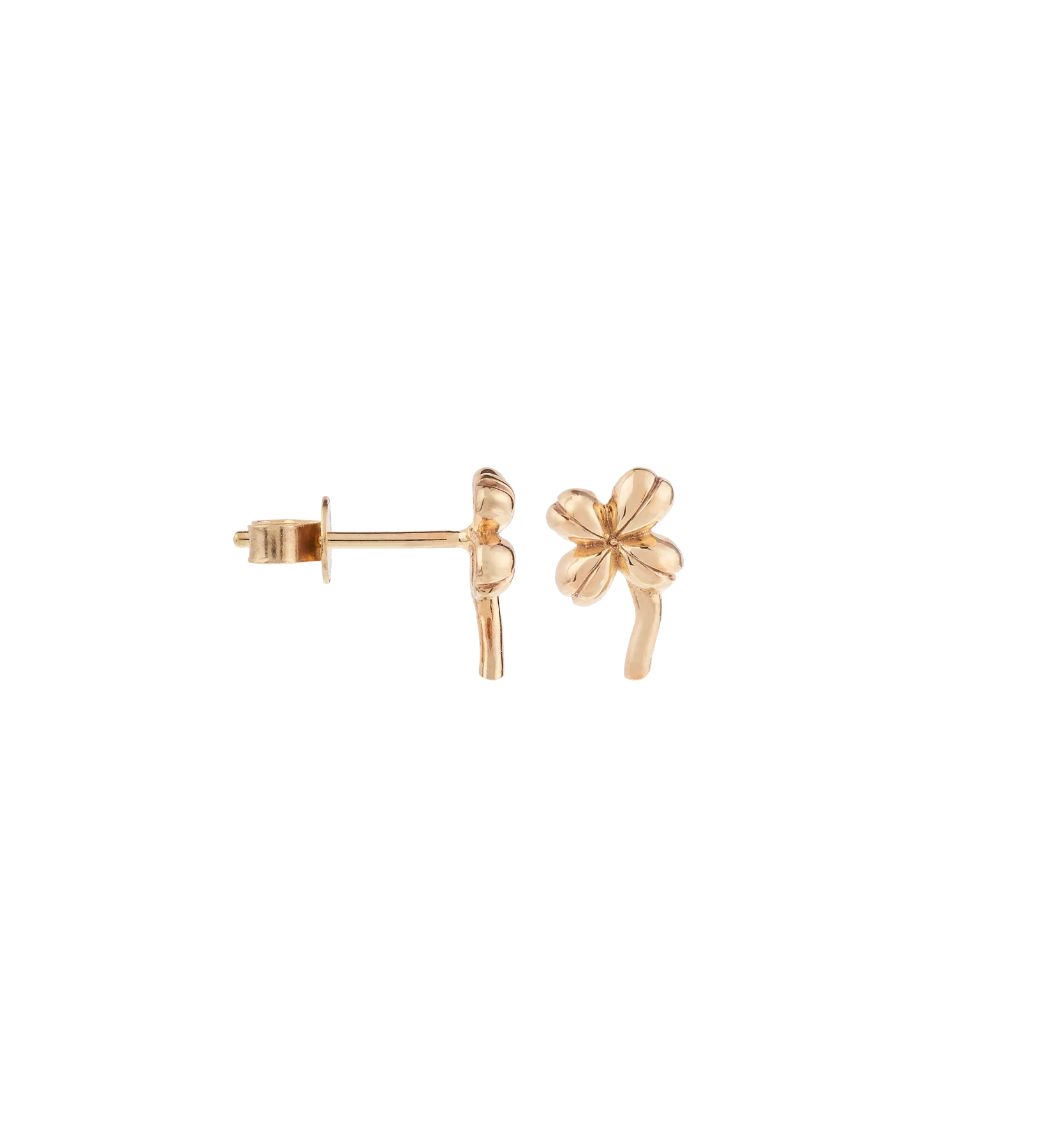 Single Lucky Clover Stud 14K